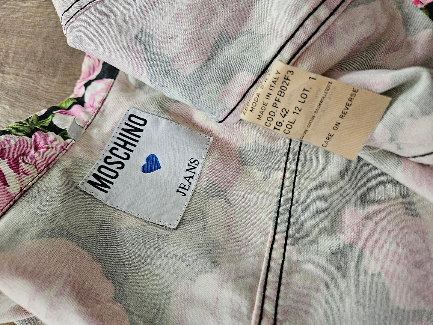 MOSCHINO Jeans Vintage Floral Jacket Rose Print