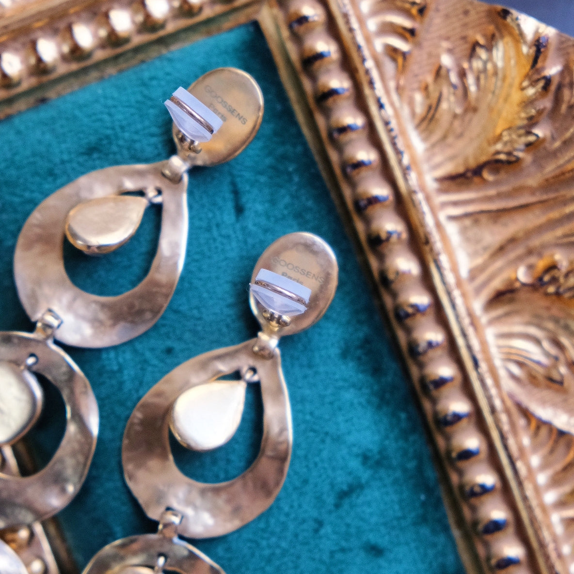 Goossens Paris Natural Rock Crystal Statement Vintage Ear Clips