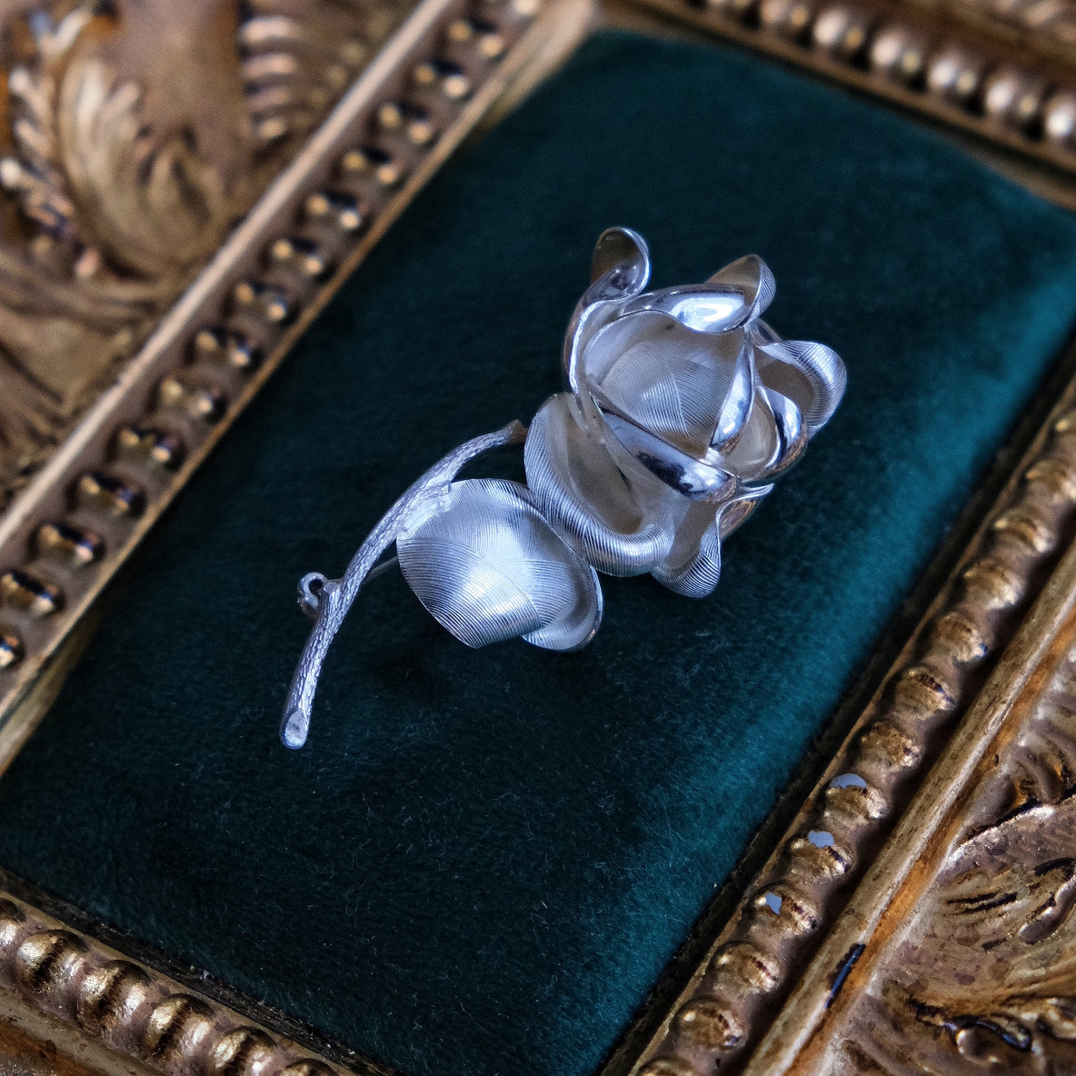 Christian Dior 1970s 925 Sterling Silver Granville Rose Vintage Brooch