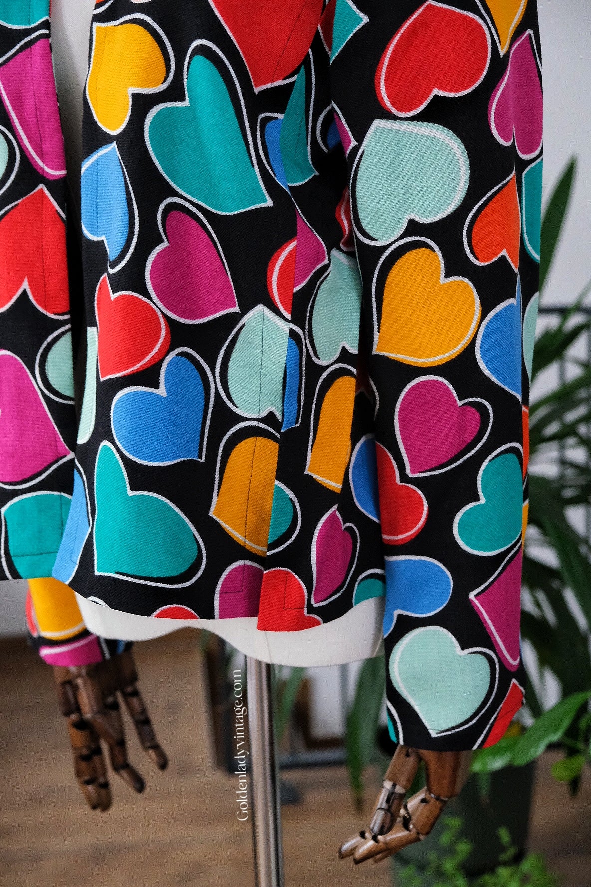YVES SAINT LAURENT Vintage Heart Printed Blazer Open Jacket