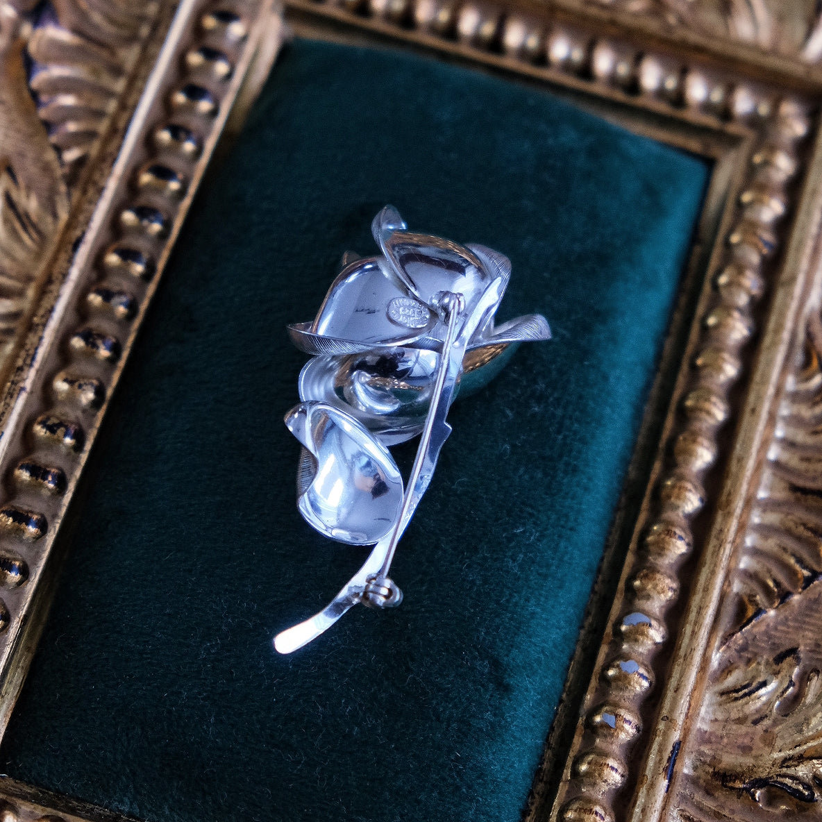 Christian Dior 1970s 925 Sterling Silver Granville Rose Vintage Brooch