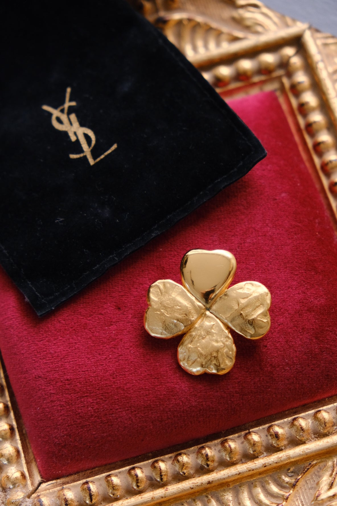 Yves Saint Laurent Clover Flower Heart Vintage Brooch