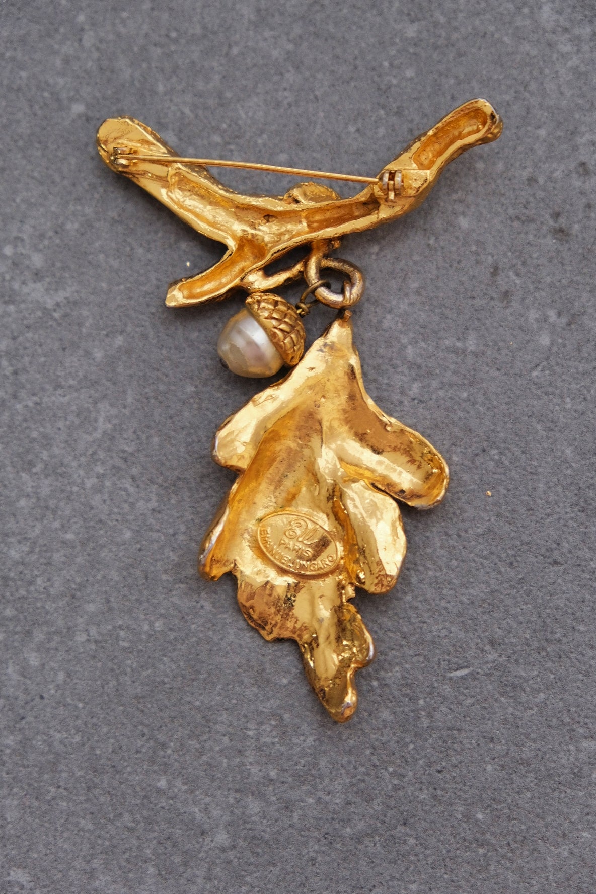 UNGARO Massive Oak Tree Fruit Statement Brooch French Vintage pin Vintage Brooch