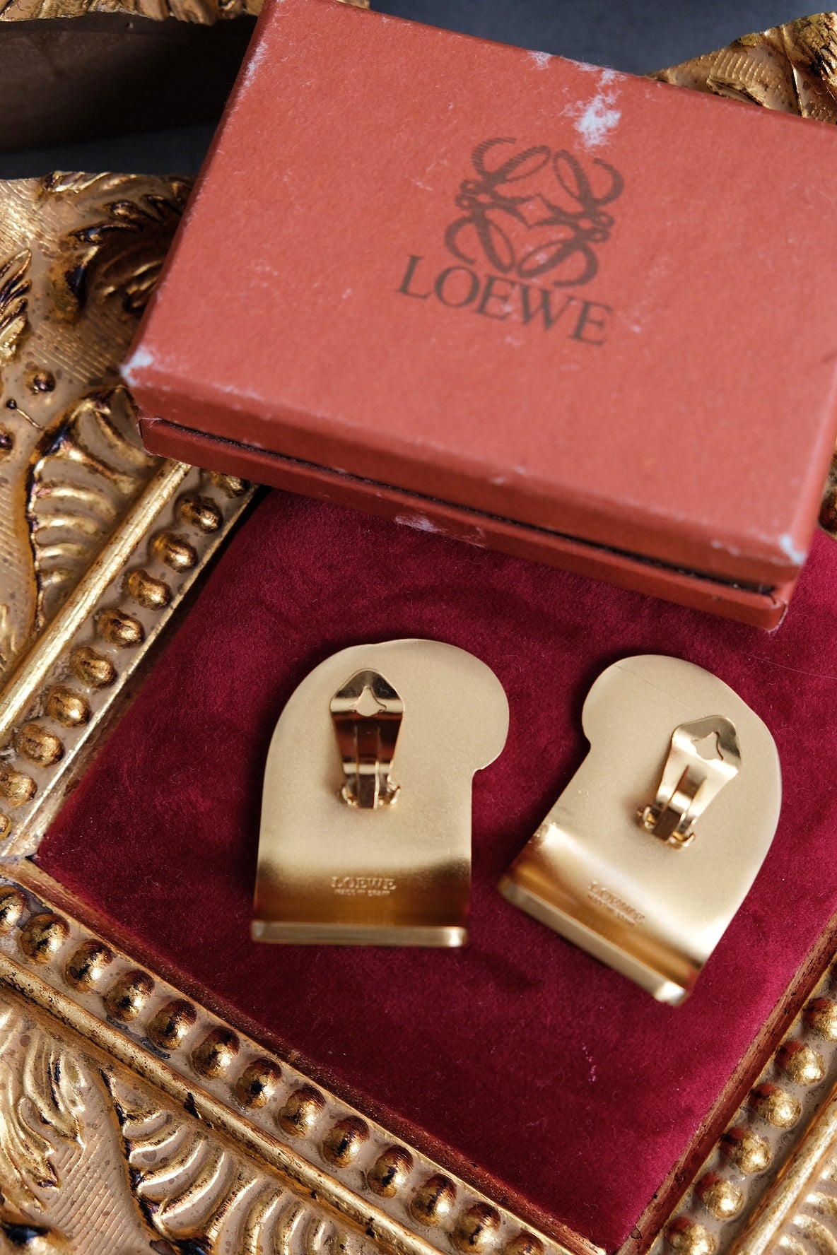 LOEWE Greek Pillar Vintage Ear Clips Leather Luxury Accessories