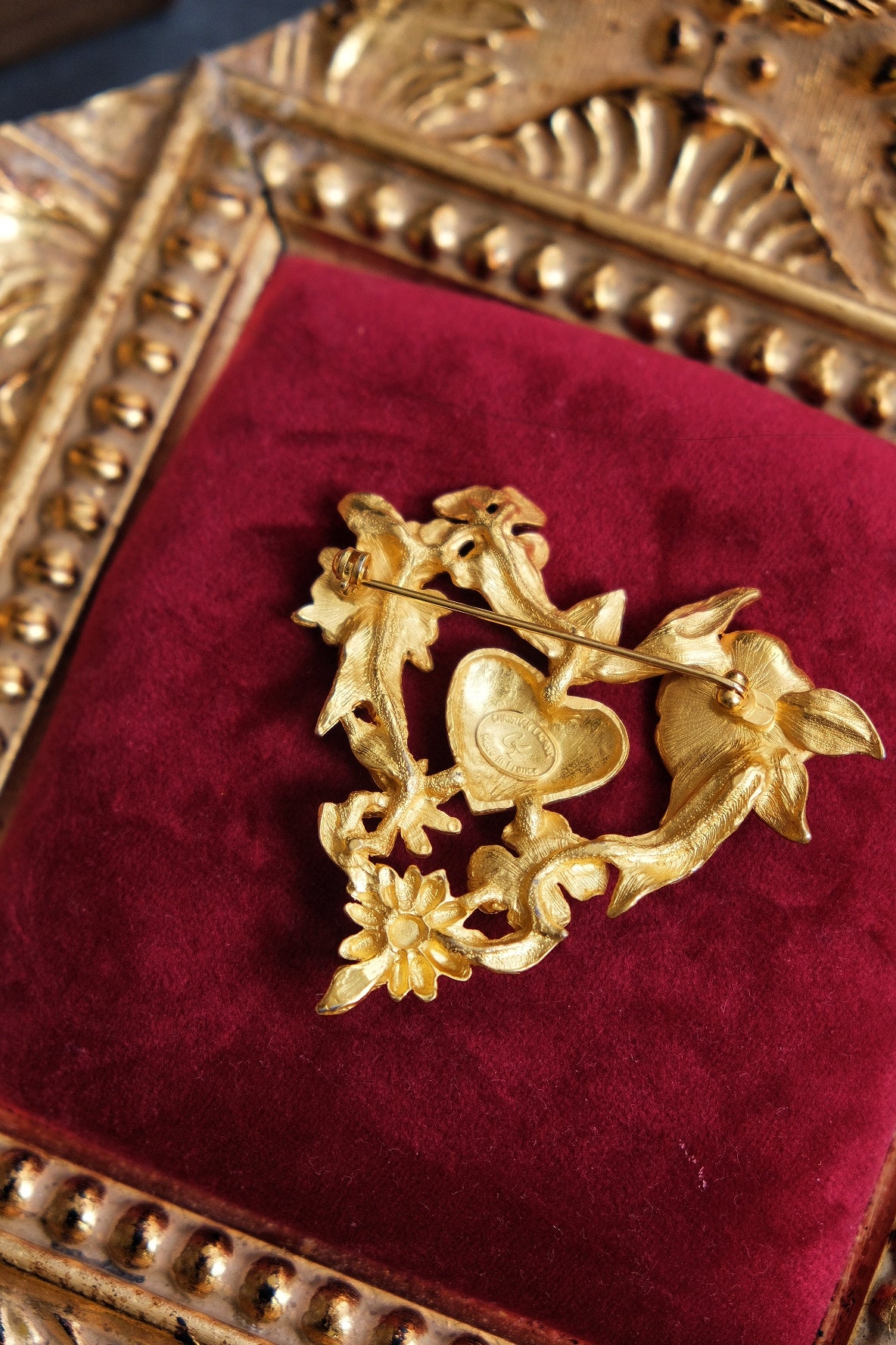 Christian Lacroix Golden Color Wreath Heart Vintage Brooch
