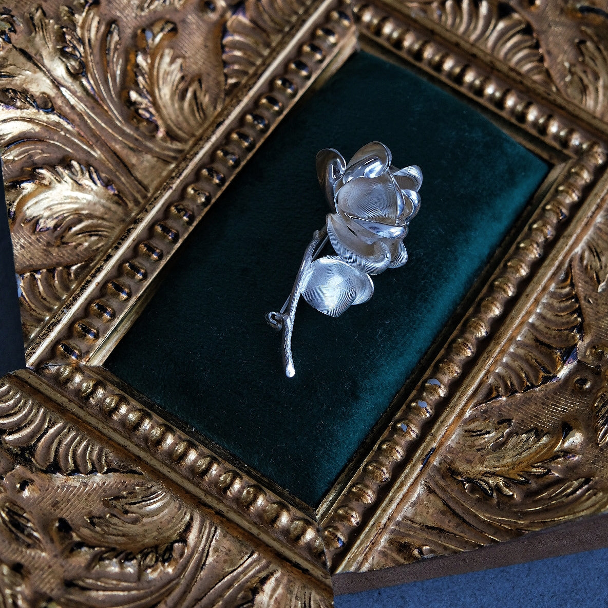 Christian Dior 1970s 925 Sterling Silver Granville Rose Vintage Brooch