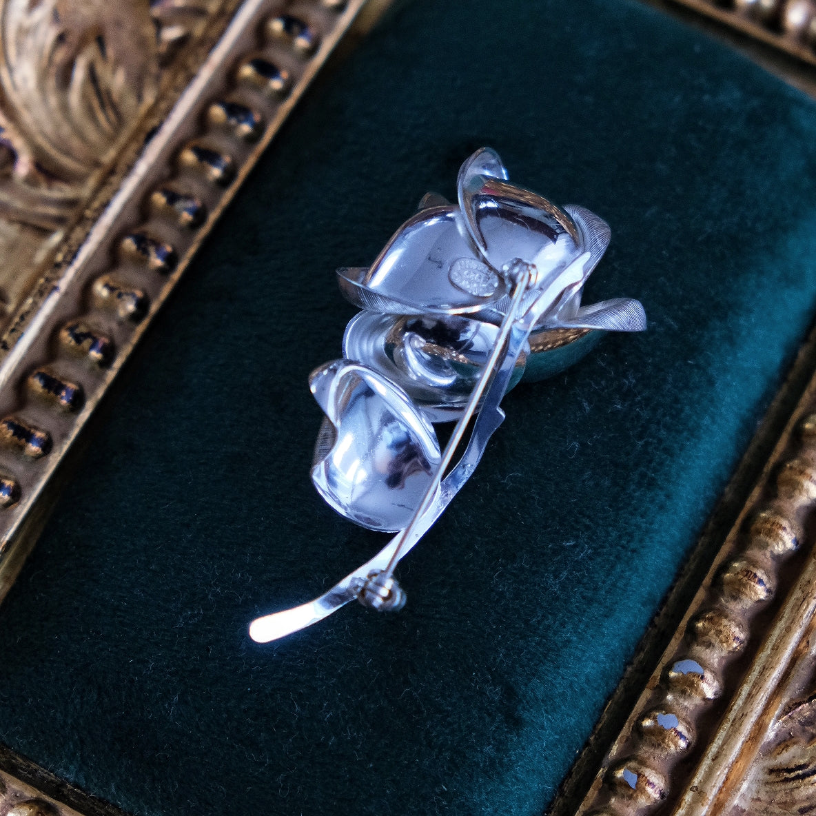 Christian Dior 1970s 925 Sterling Silver Granville Rose Vintage Brooch