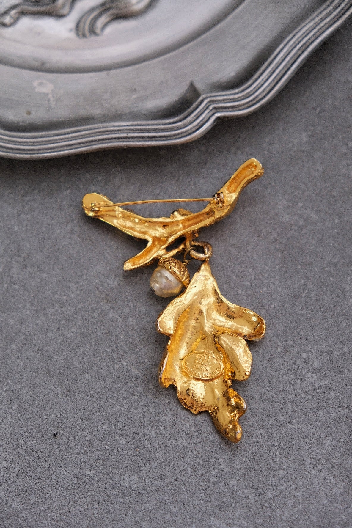 UNGARO Massive Oak Tree Fruit Statement Brooch French Vintage pin Vintage Brooch