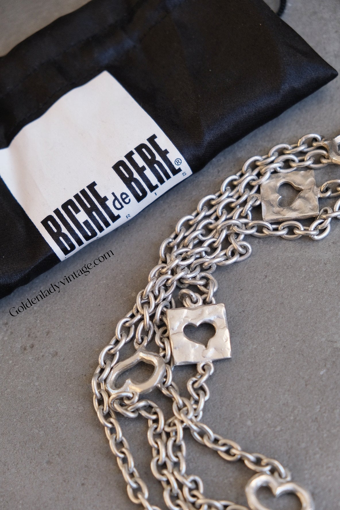 BICHE DE BERE Hearts on Chain Vintage Long Necklace Statement Necklace Chocker