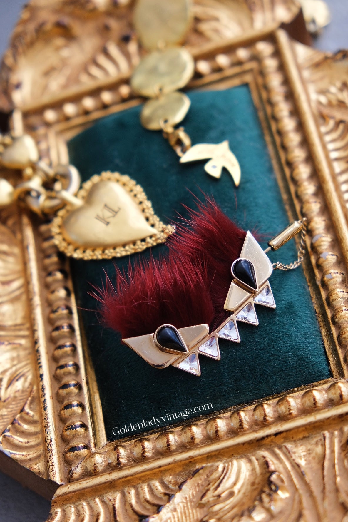 FENDI burgundy Mink Fur "Monster" Brooch