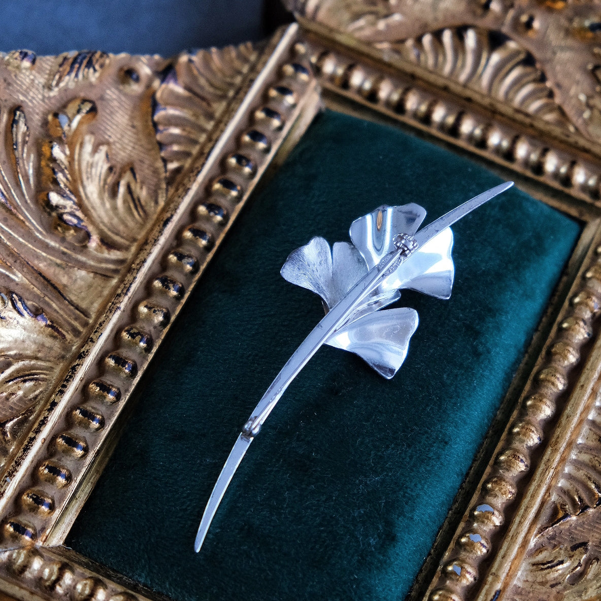 Christian Dior 1970s 925 Sterling Silver Ginko Branch Vintage Brooch