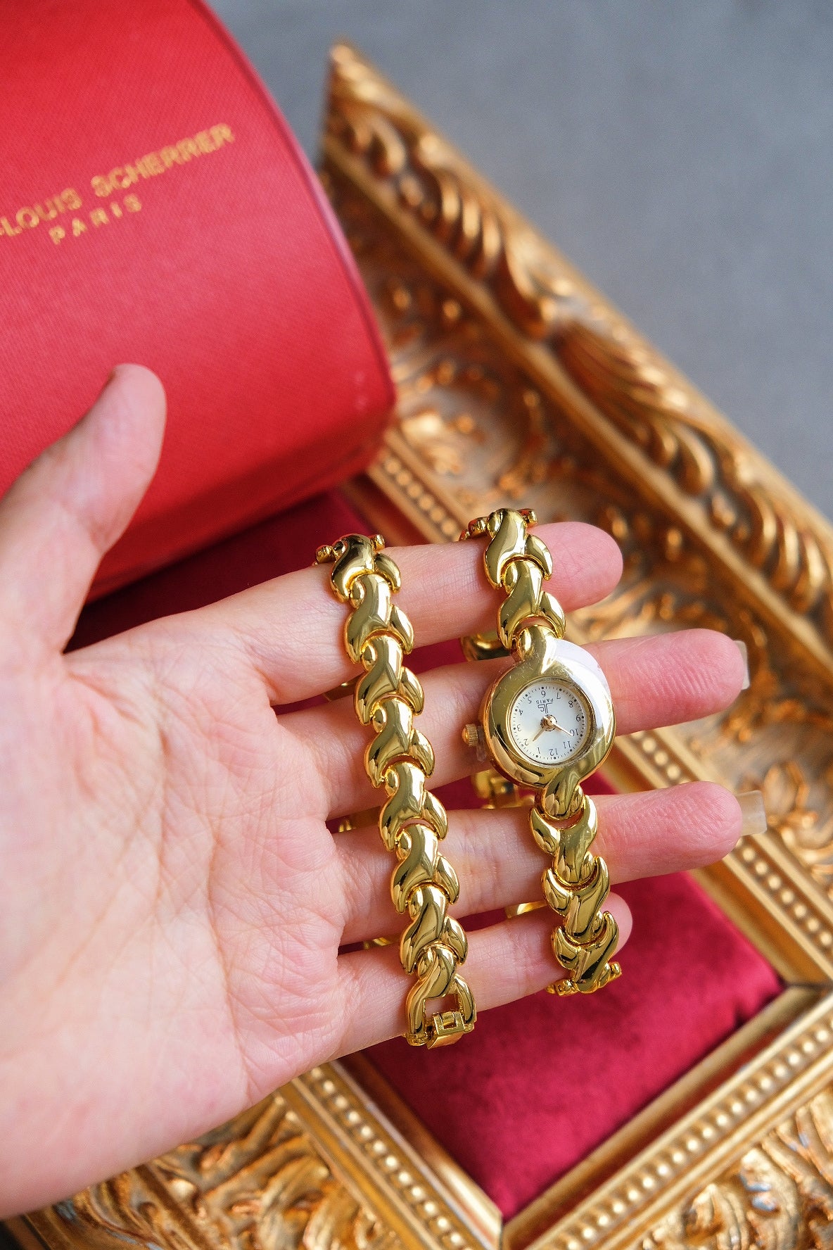 Jean Louis Scherrer Vintage Gold-Tone Watch Set with Bracelet
