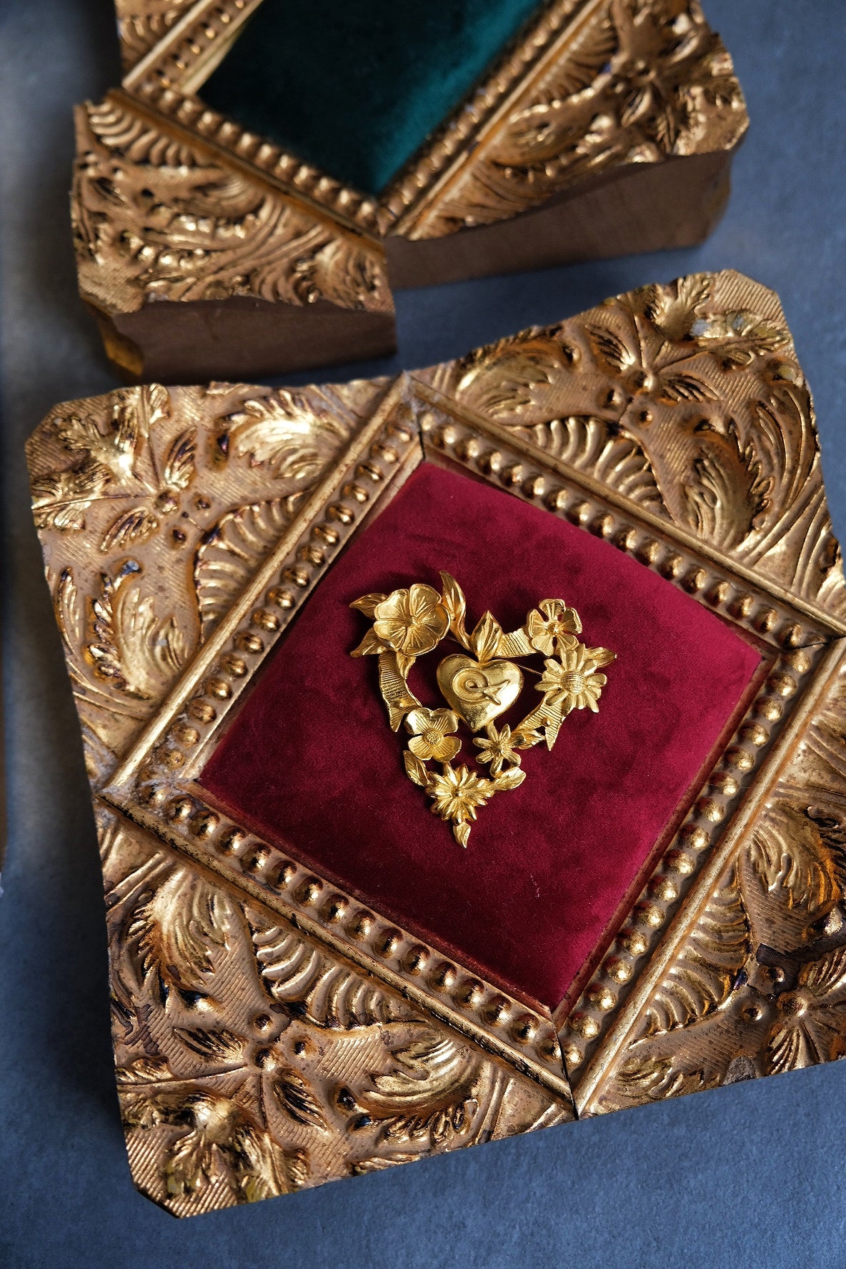 Christian Lacroix Golden Color Wreath Heart Vintage Brooch