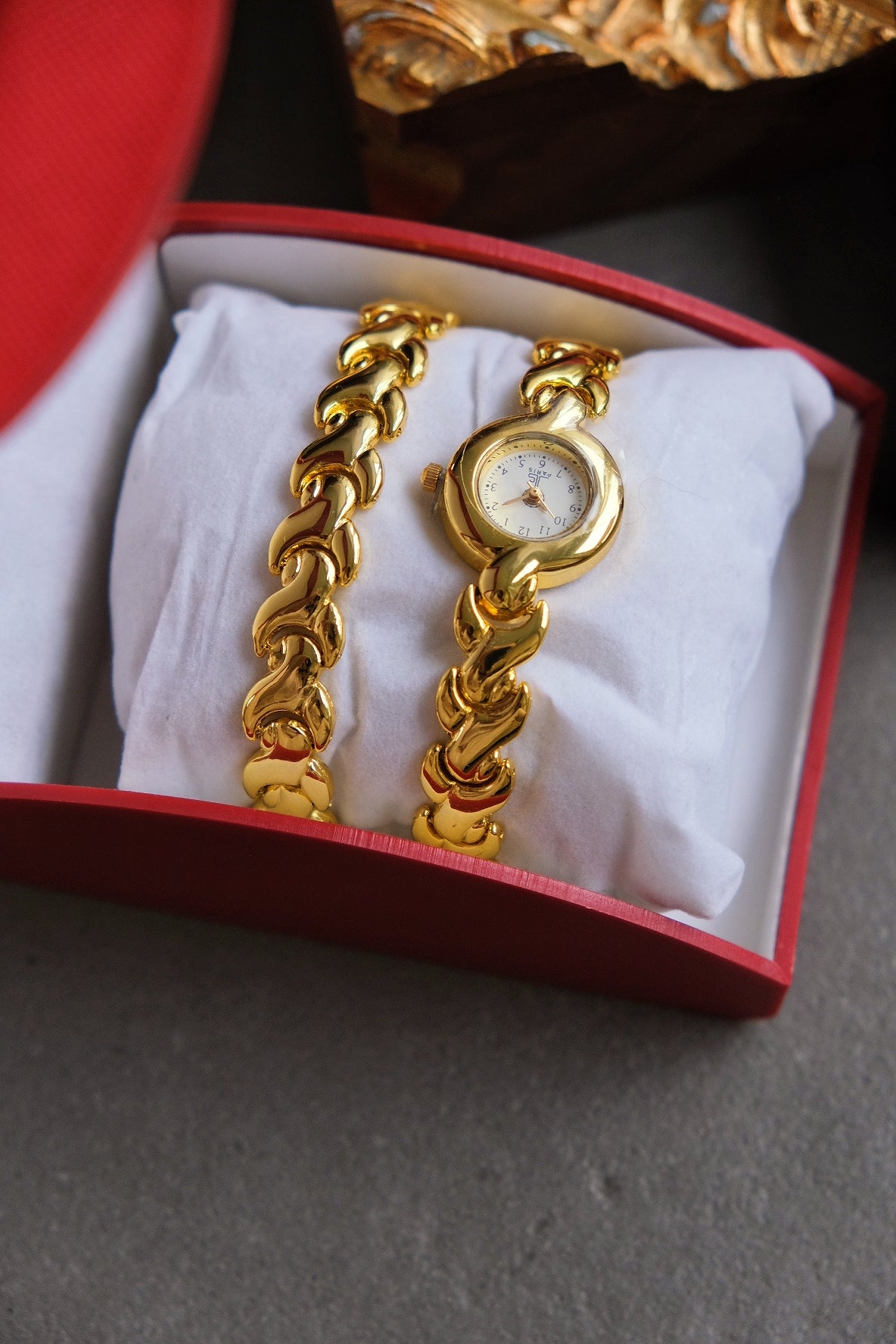 Jean Louis Scherrer Vintage Gold-Tone Watch Set with Bracelet