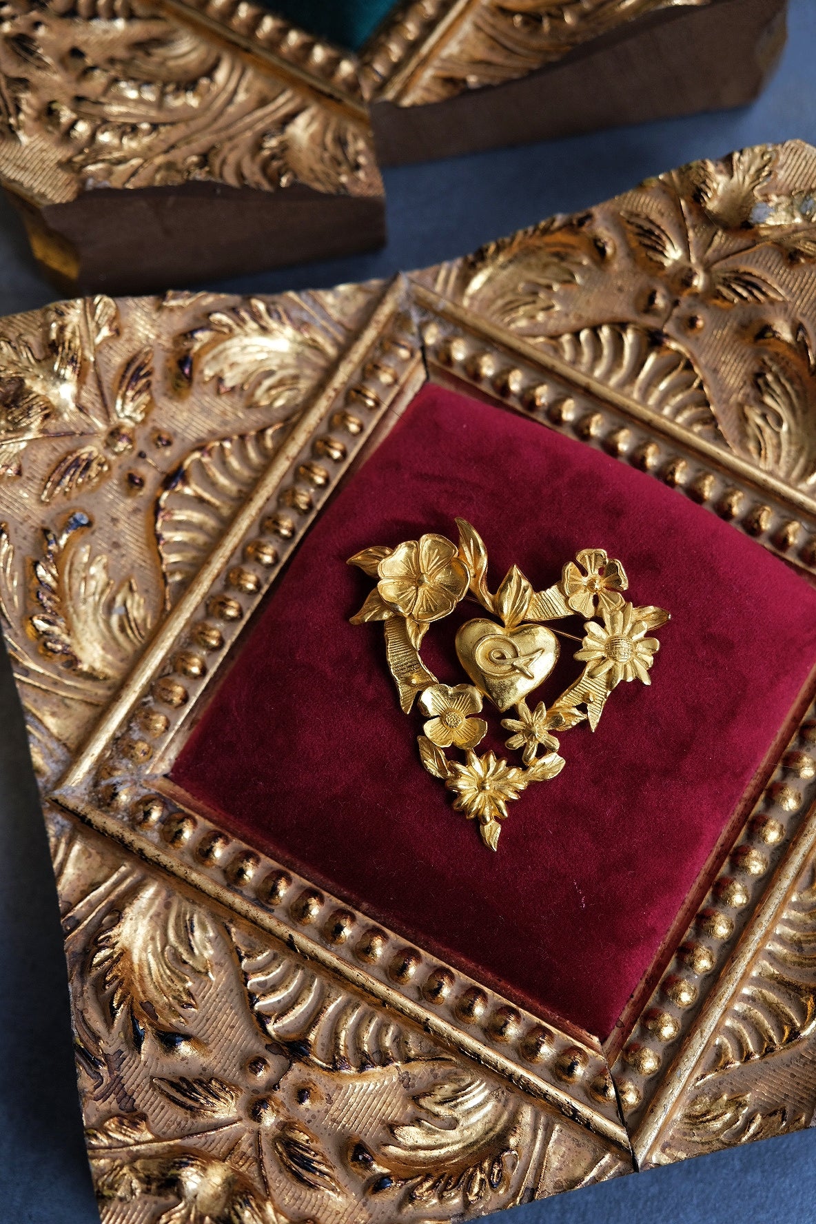 Christian Lacroix Golden Color Wreath Heart Vintage Brooch
