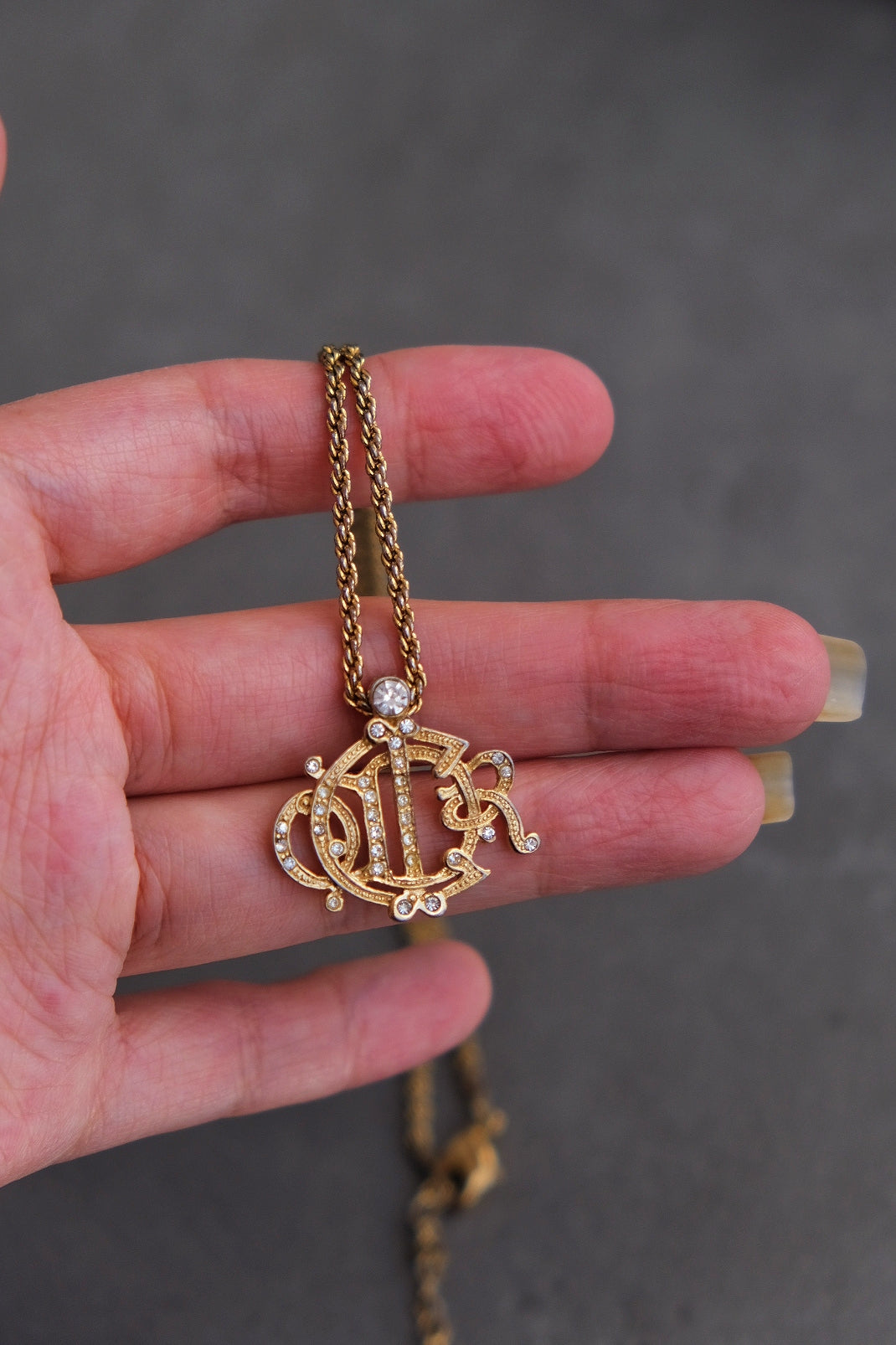 CHRISTIAN DIOR Vintage Gold Toned Pumpkin Necklace