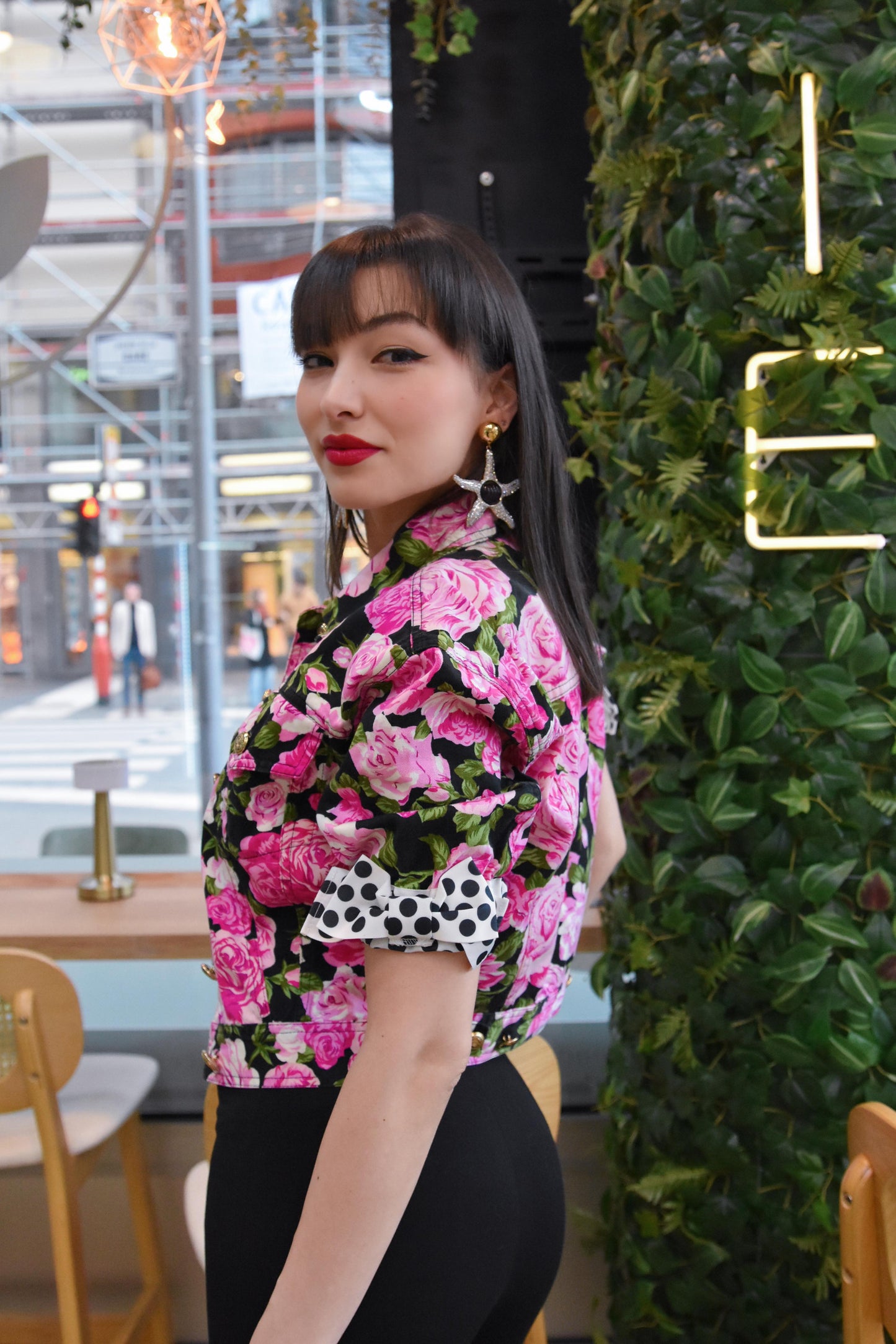 MOSCHINO Jeans Vintage Floral Jacket Rose Print
