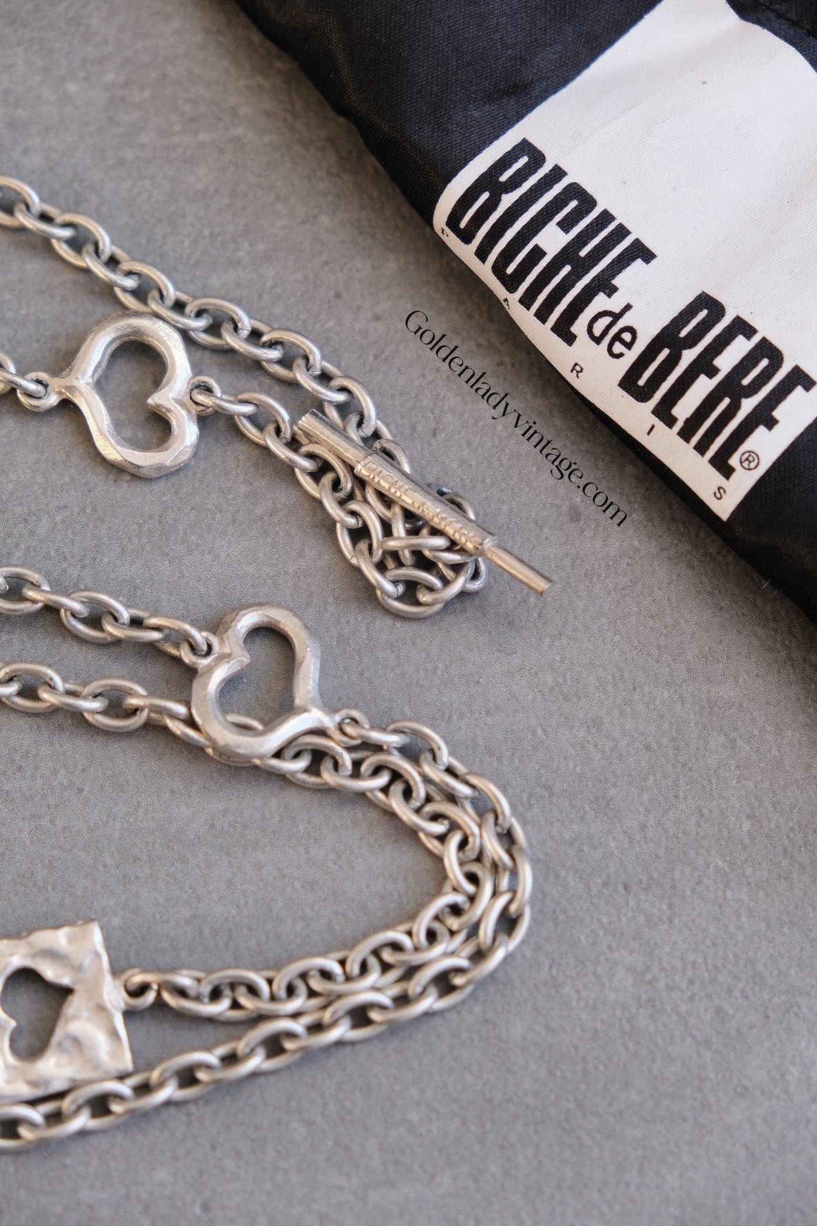 BICHE DE BERE Hearts on Chain Vintage Long Necklace Statement Necklace Chocker