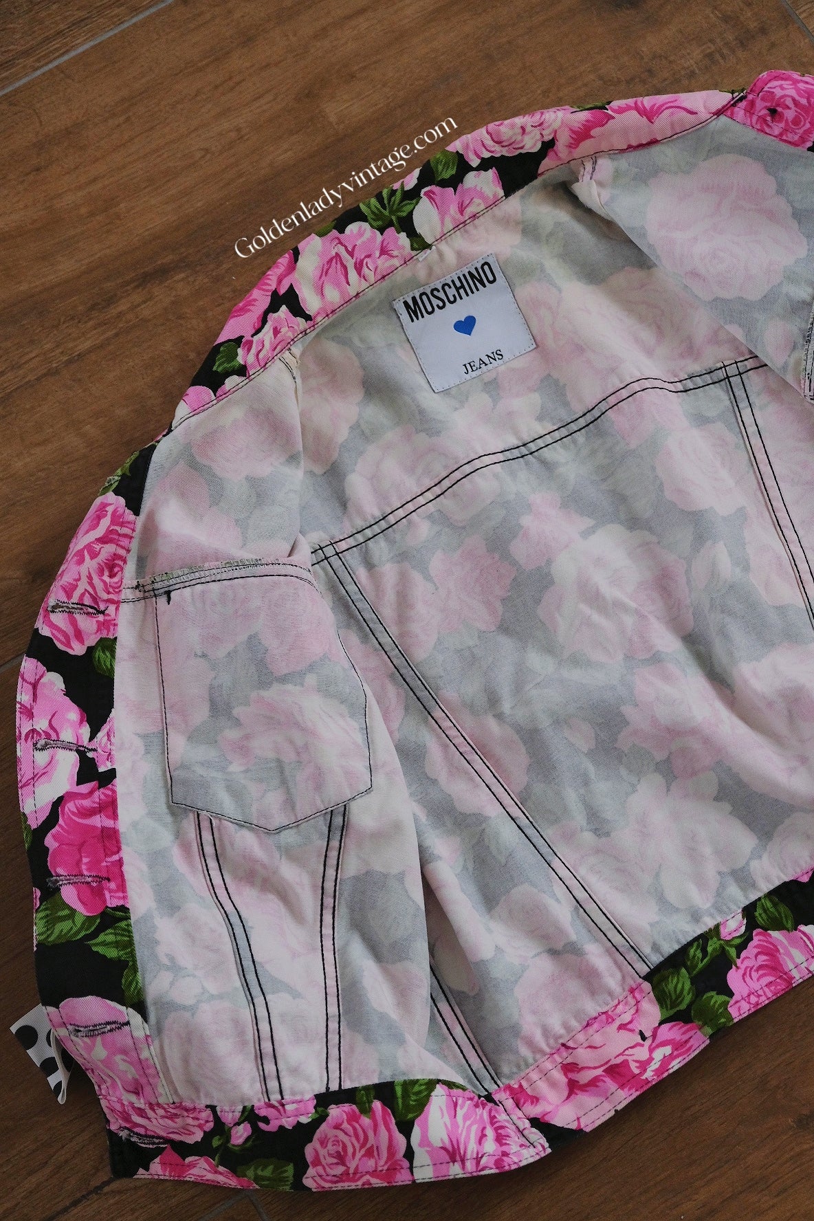 MOSCHINO Jeans Vintage Floral Jacket Rose Print