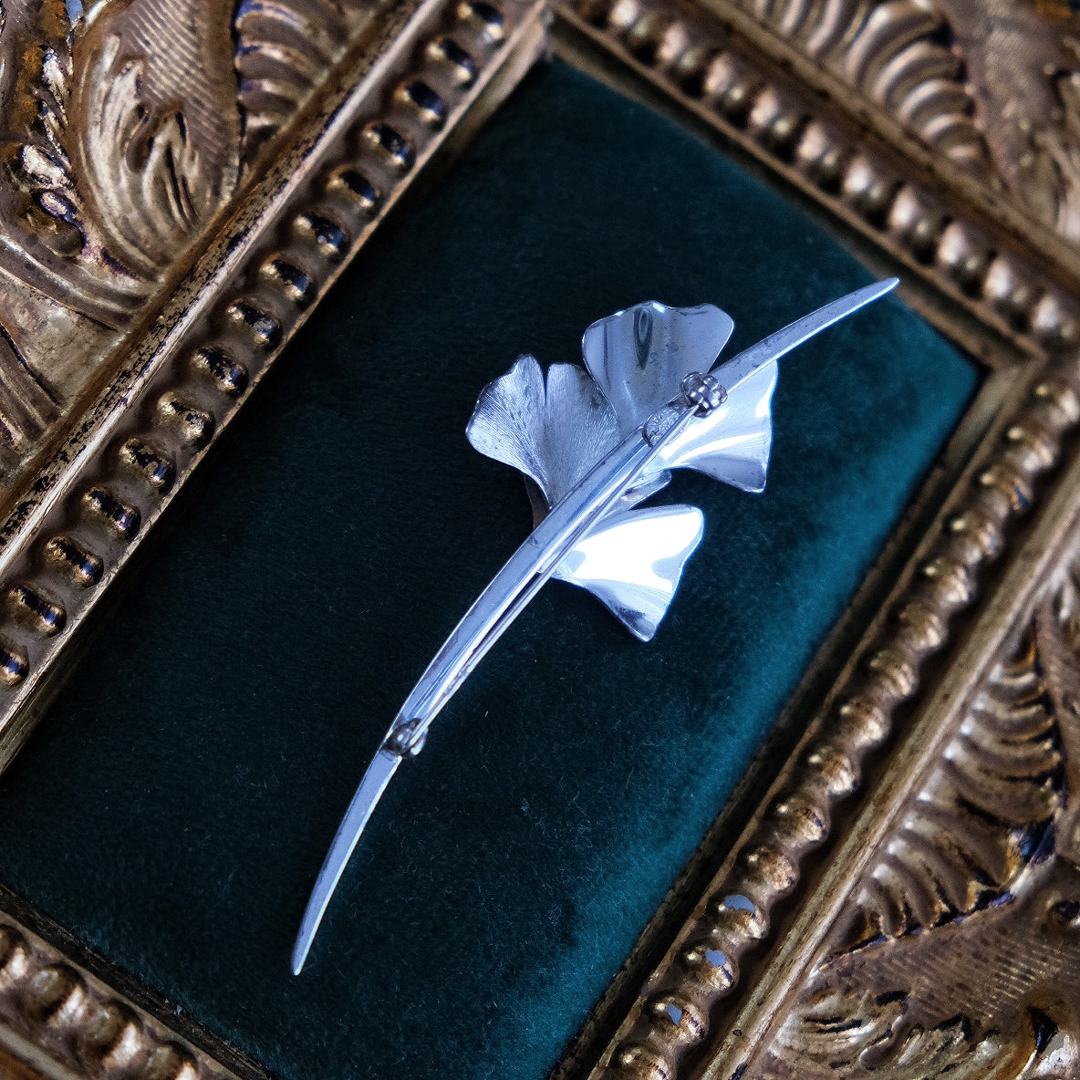 Christian Dior 1970s 925 Sterling Silver Ginko Branch Vintage Brooch