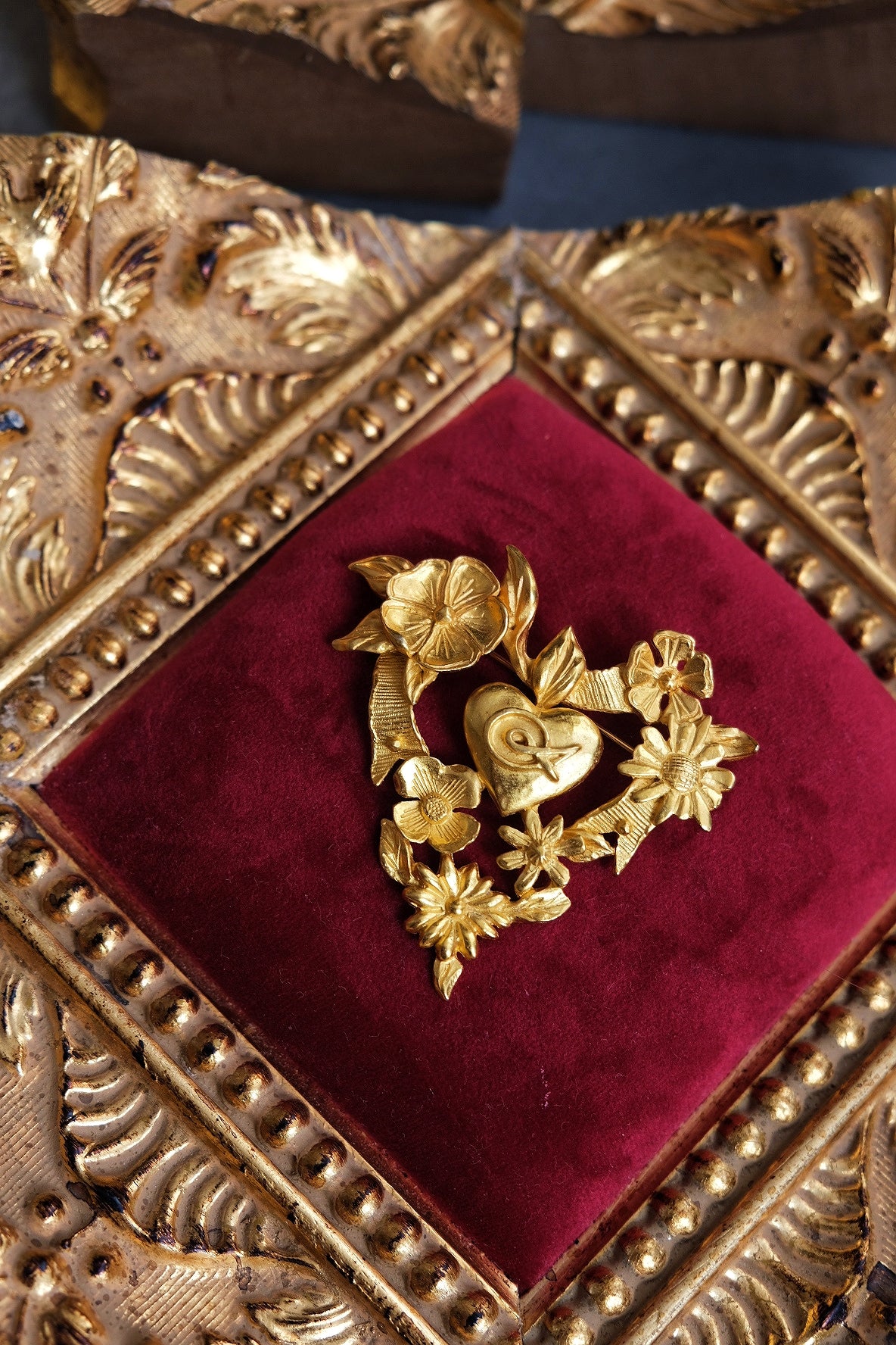 Christian Lacroix Golden Color Wreath Heart Vintage Brooch