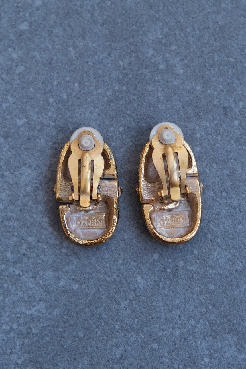 KENZO PARIS Japanese painting clip on earrings vintage earrings vintage ear clips