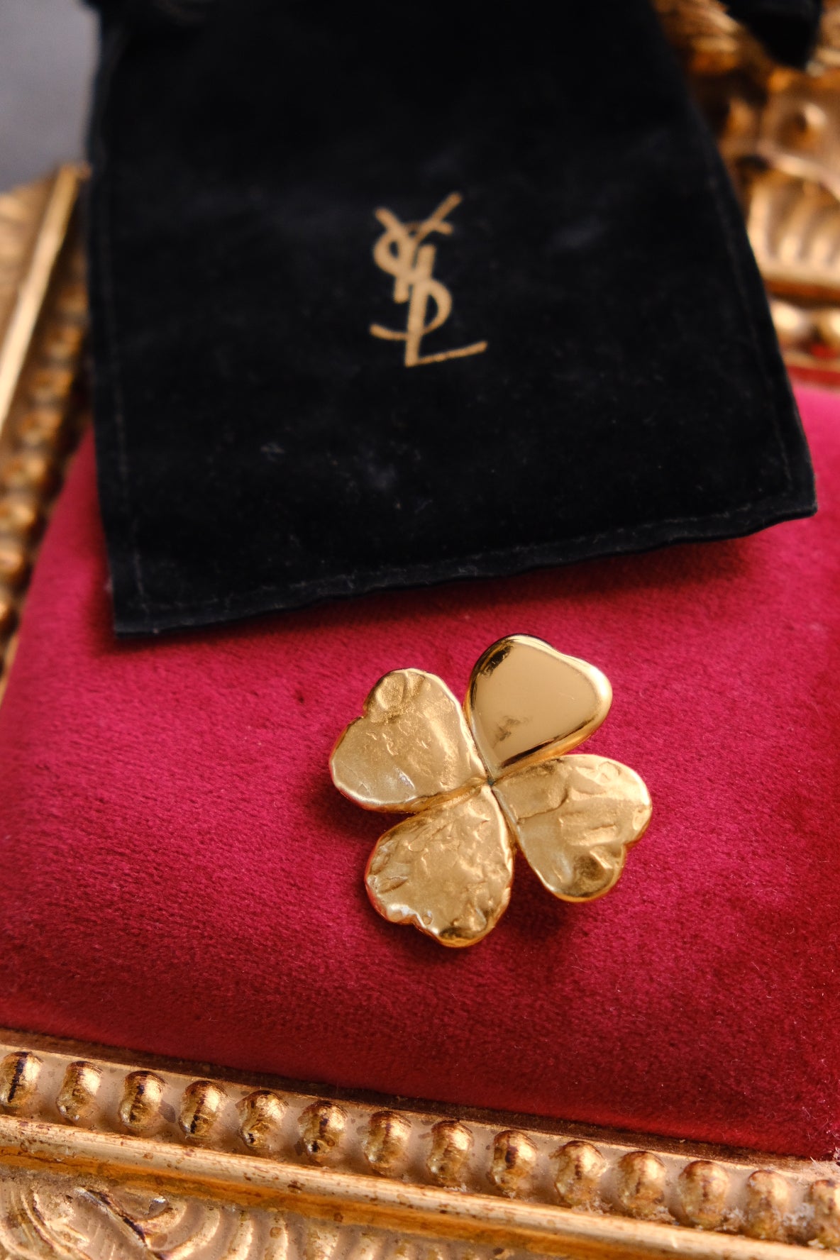 Yves Saint Laurent Clover Flower Heart Vintage Brooch