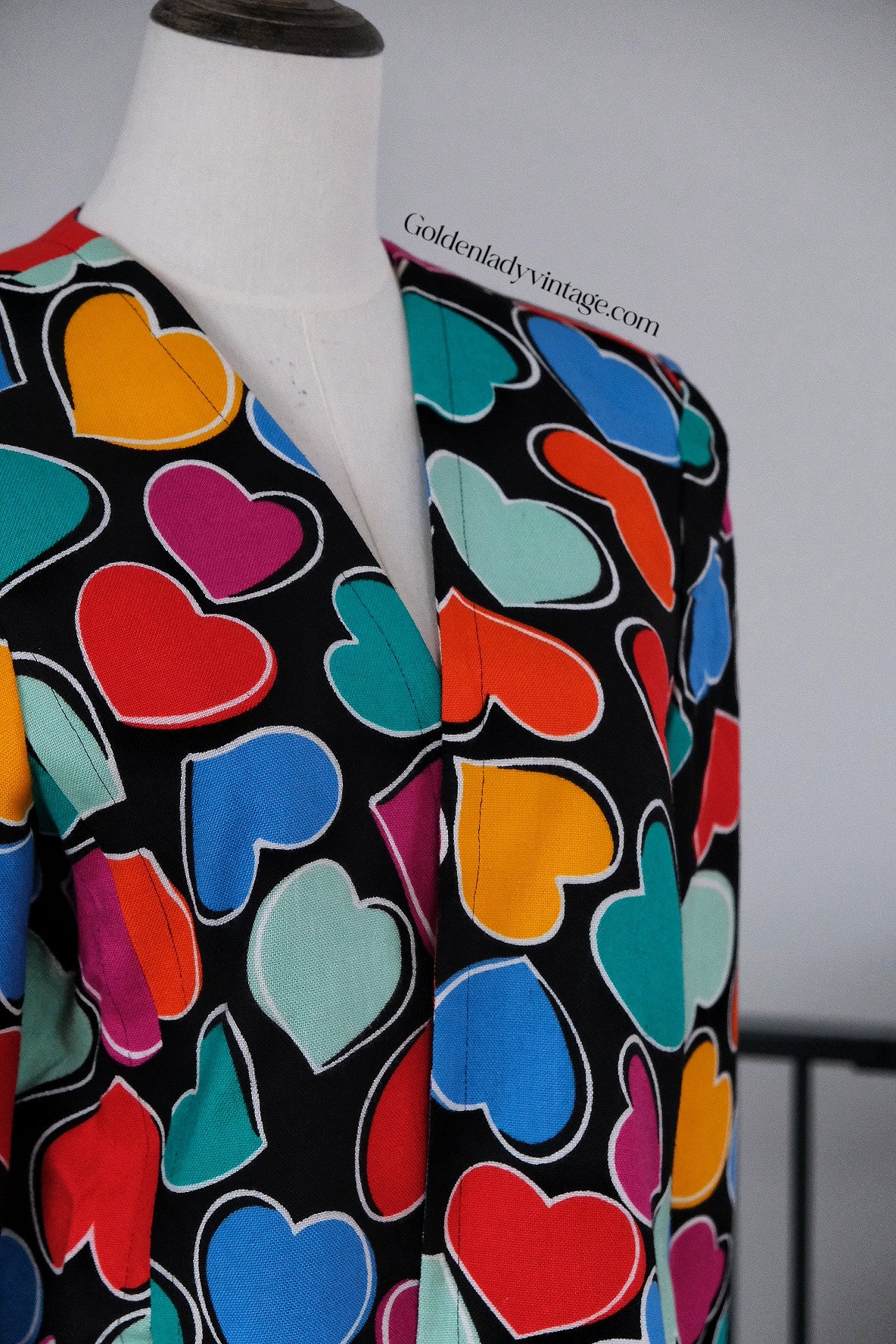 YVES SAINT LAURENT Vintage Heart Printed Blazer Open Jacket