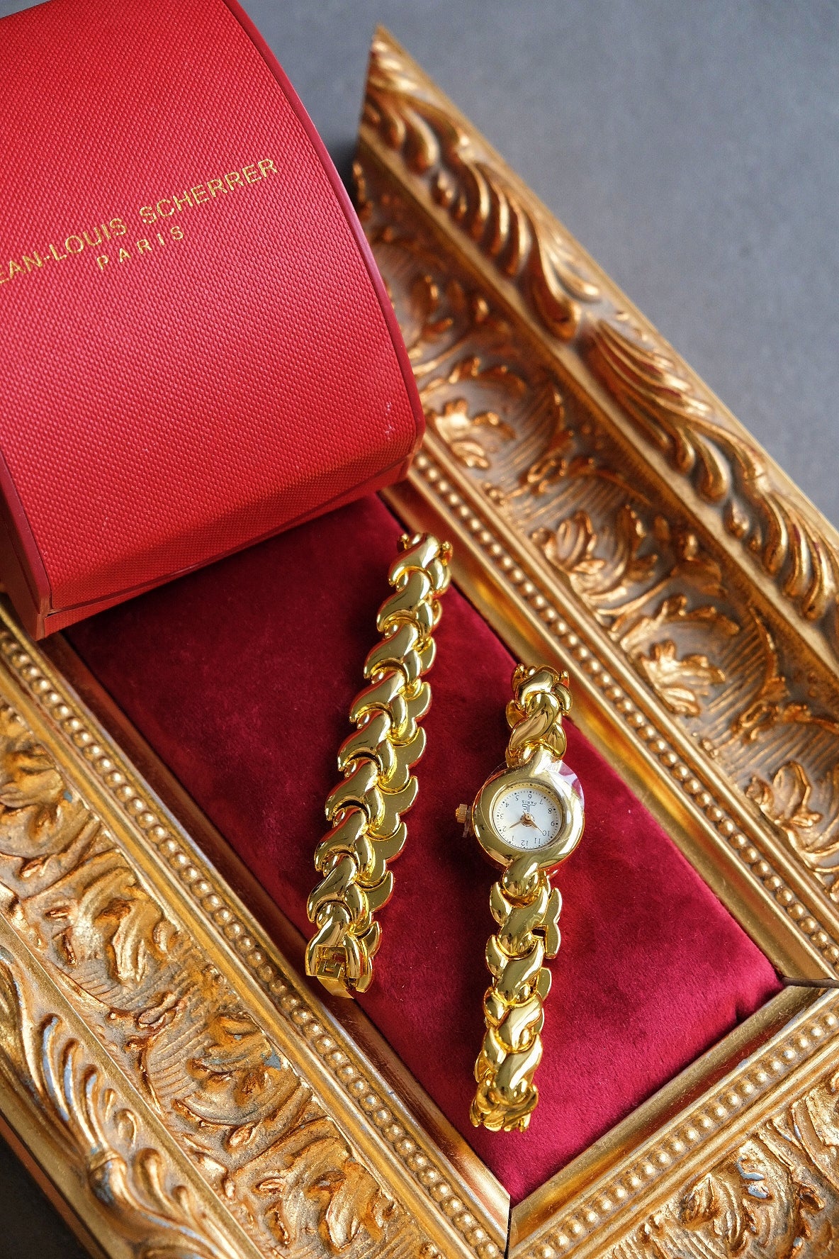 Jean Louis Scherrer Vintage Gold-Tone Watch Set with Bracelet