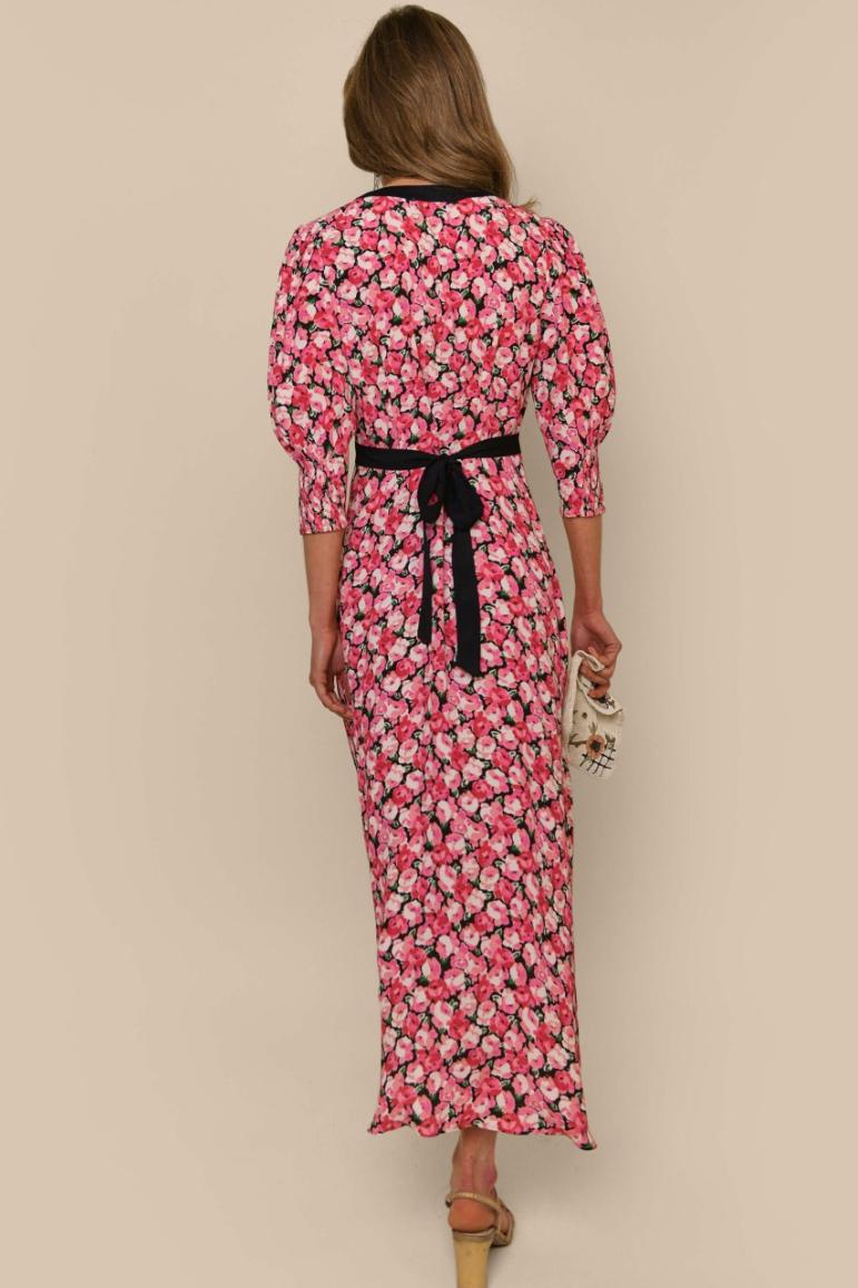 COMING SOON RIXO Deanna Pink English Rose Mix Maxi Dress
