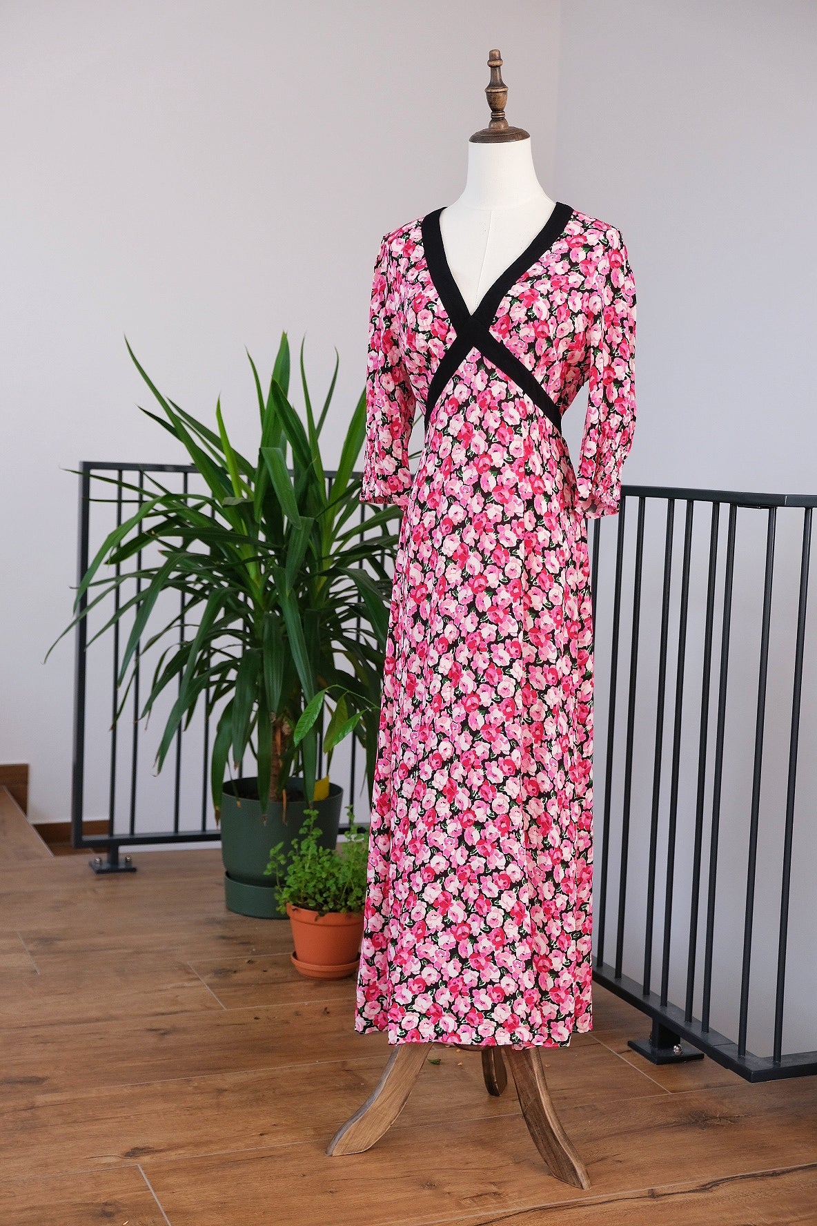 COMING SOON RIXO Deanna Pink English Rose Mix Maxi Dress