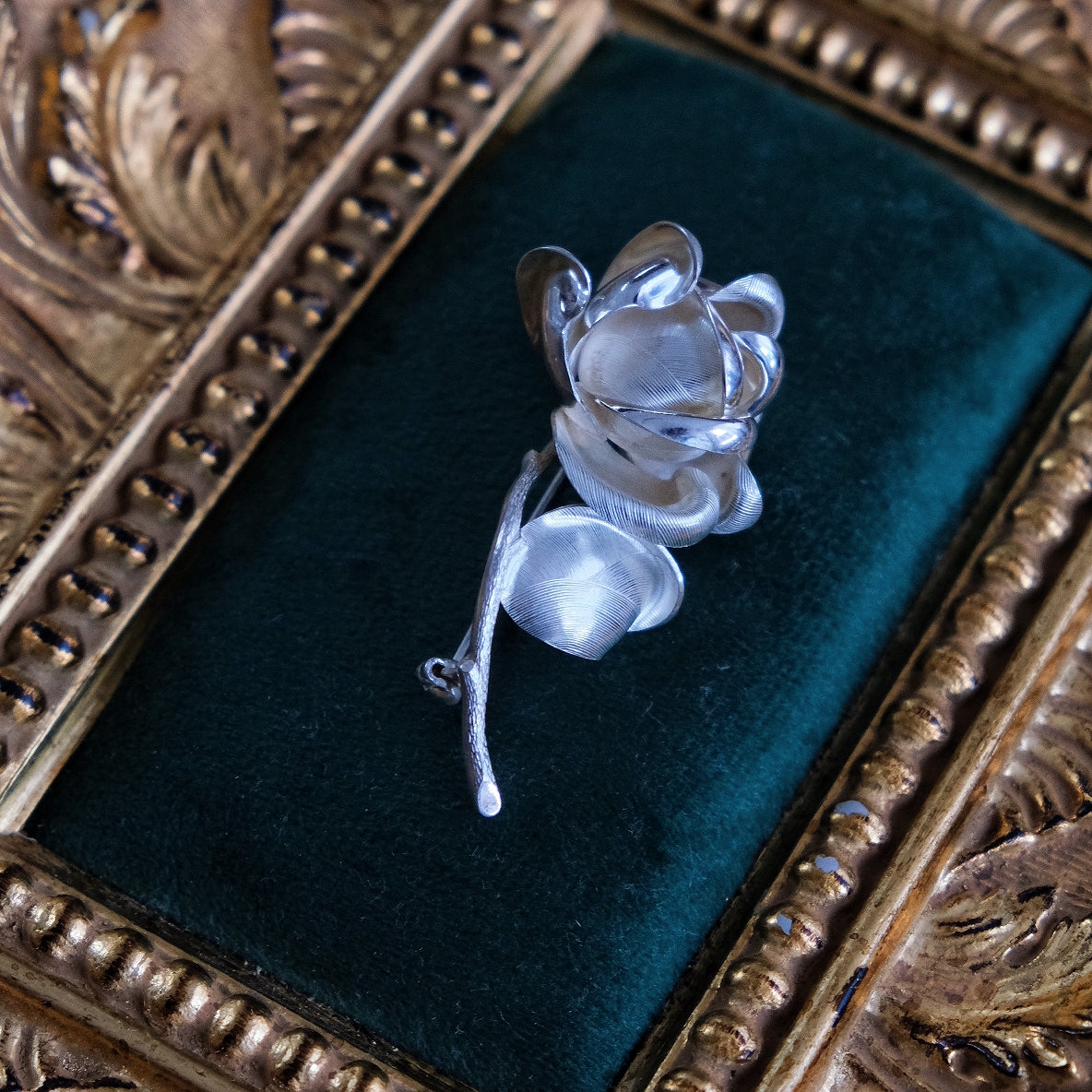 Christian Dior 1970s 925 Sterling Silver Granville Rose Vintage Brooch