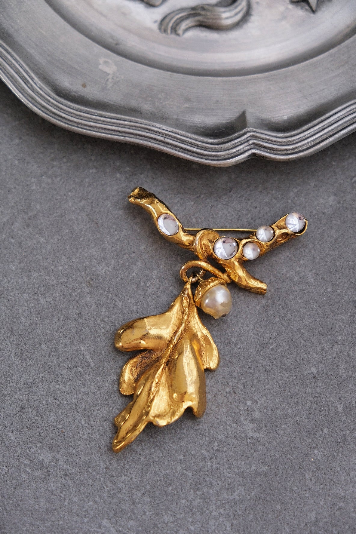 UNGARO Massive Oak Tree Fruit Statement Brooch French Vintage pin Vintage Brooch