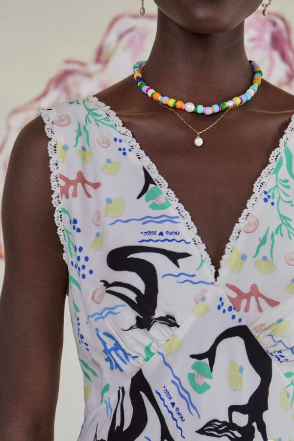 RIXO Sandrine Midi Dress in Sea Life