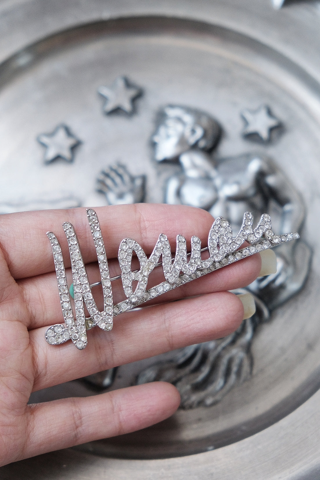 RESERVED SONIA RYKIEL "Woman" cursive font Vinatge Brooch Pin