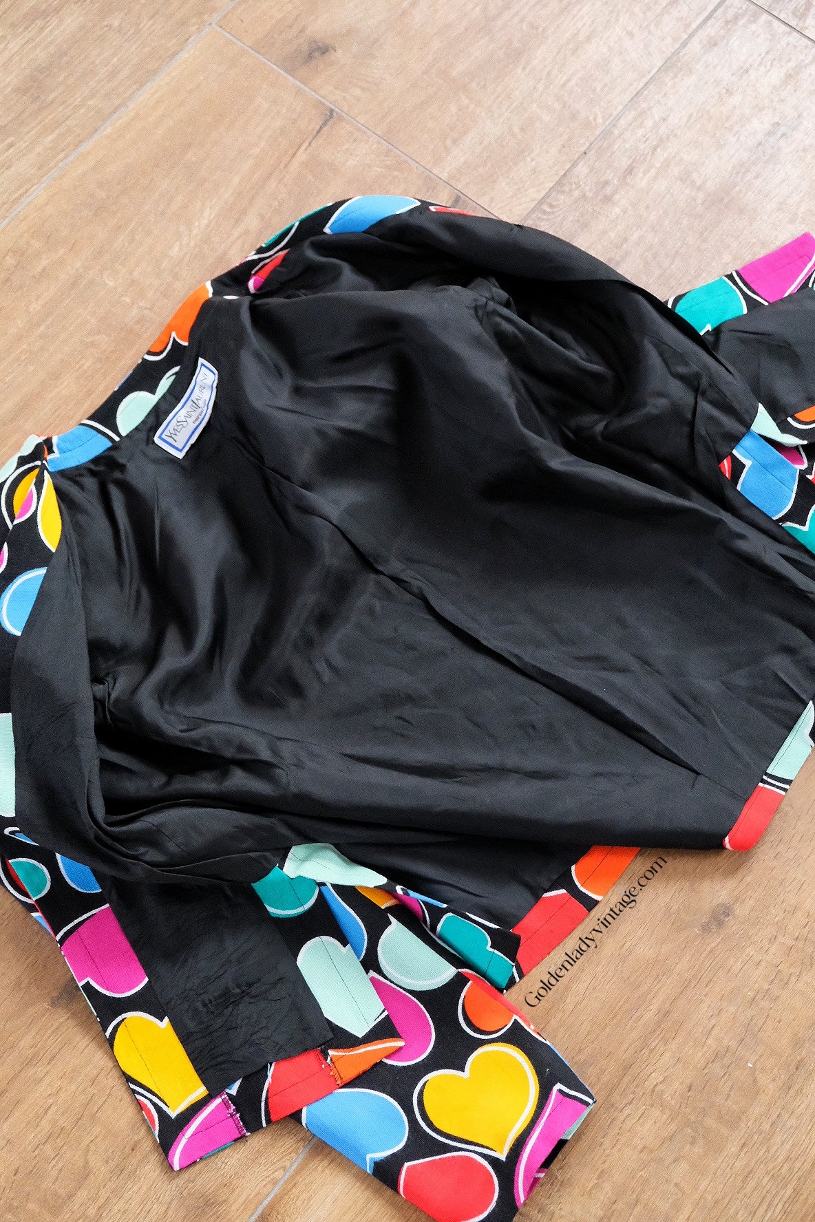 YVES SAINT LAURENT Vintage Heart Printed Blazer Open Jacket