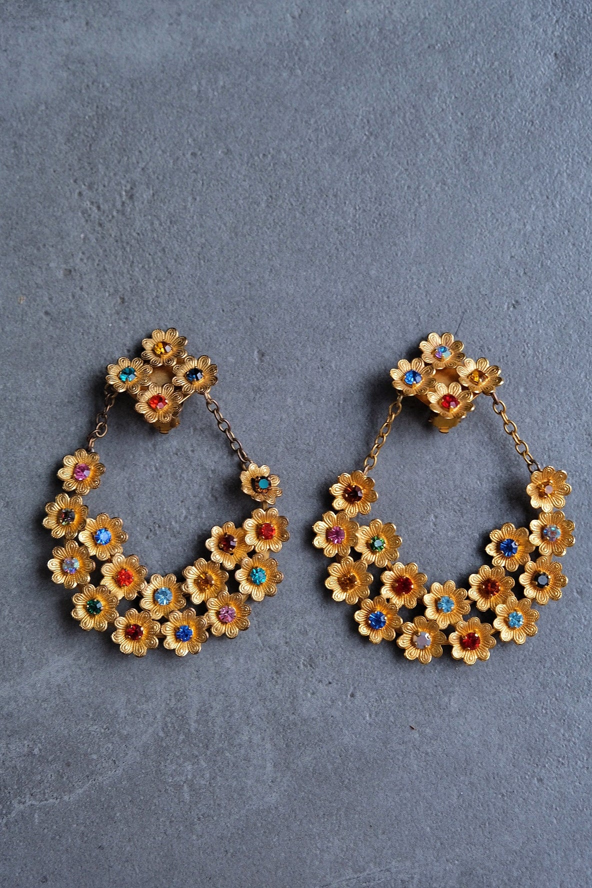 Scooter Paris Massive Size Flower Bucket statement earrings French Vintage Earclips