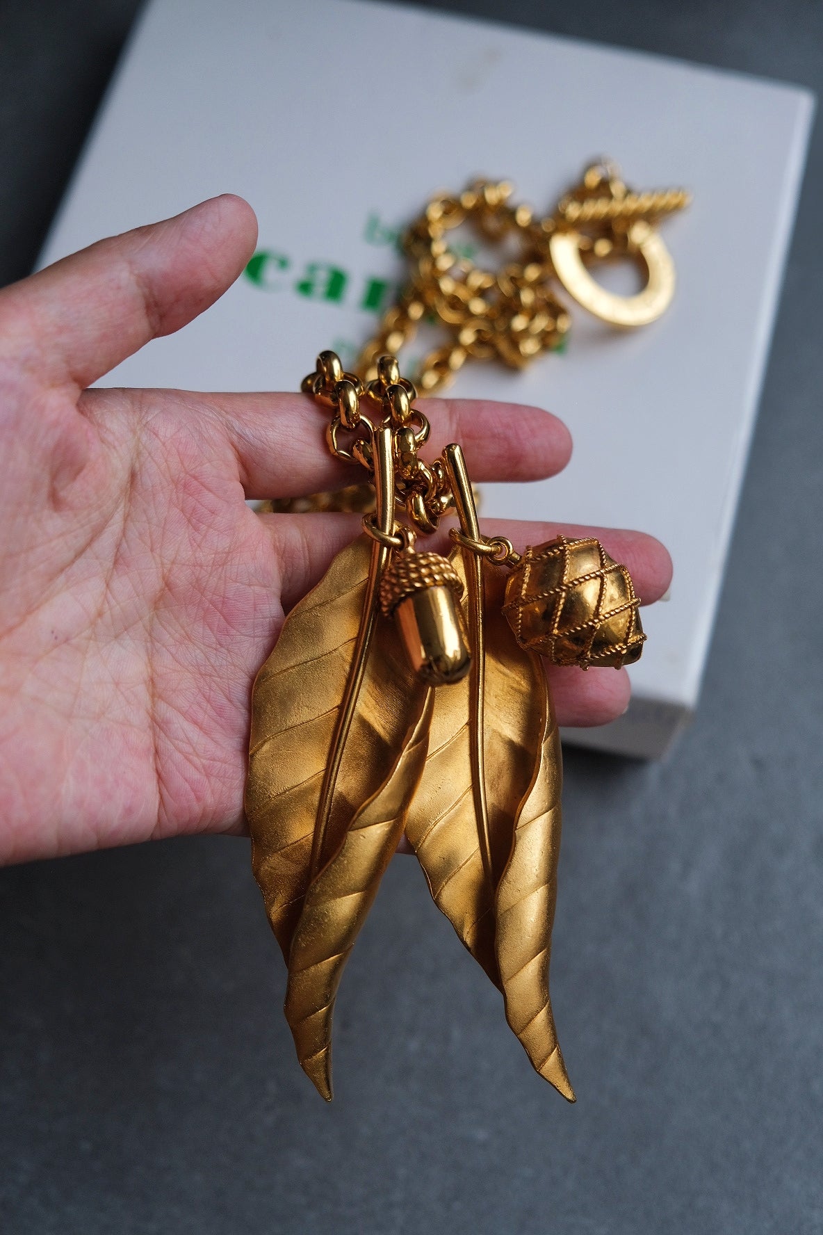 Carven Paris Statement leaf long necklace French Vintage necklace