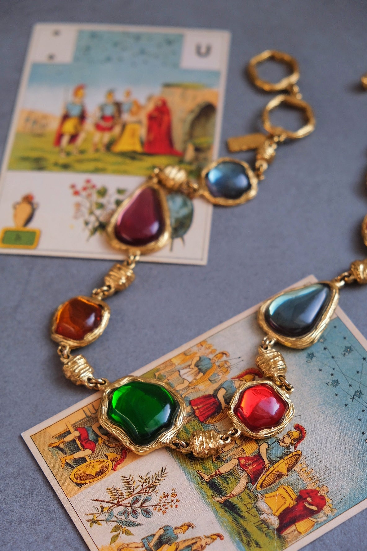 Charles Jourdan rainbow cabochon chocker necklace French Vintage necklace