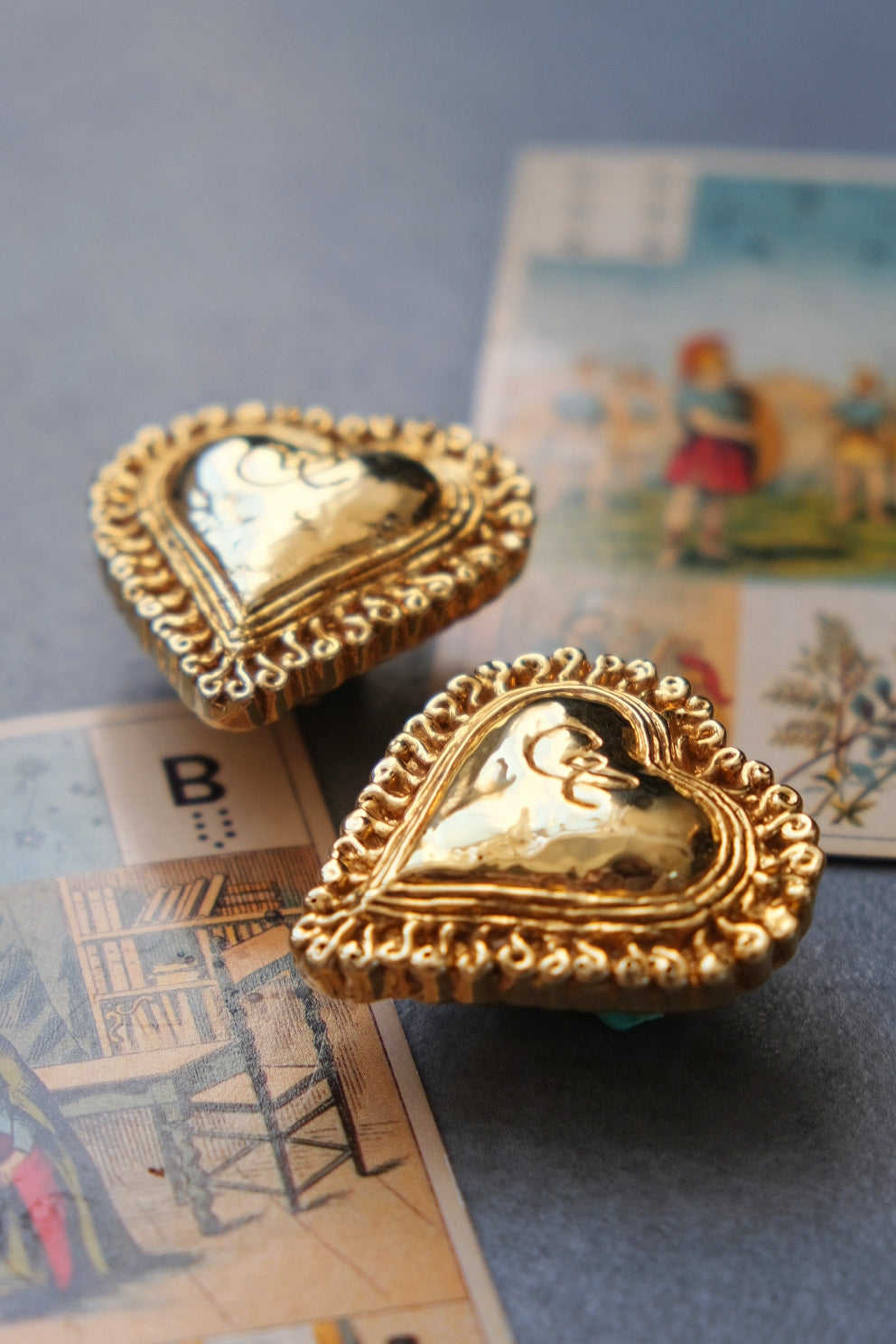 Christian Lacroix massive size heart earclips Statement Earrings
