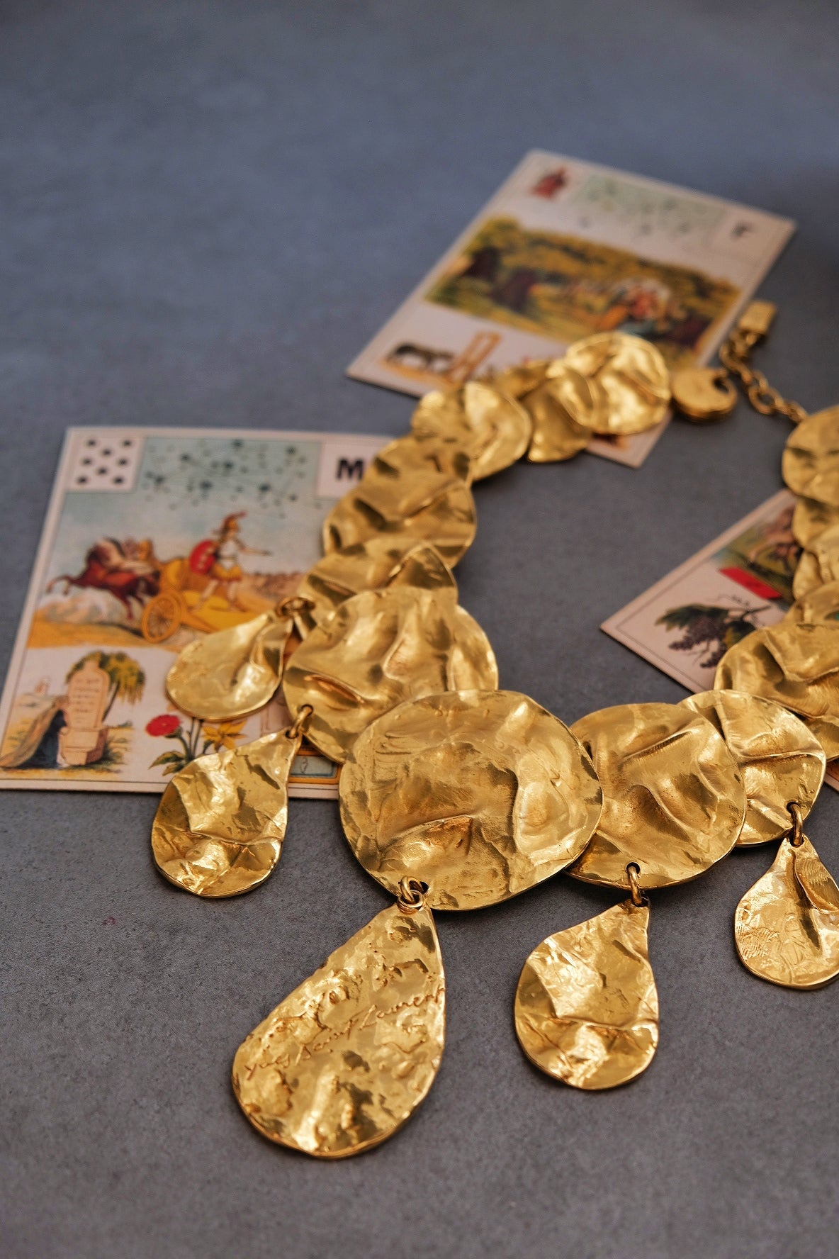 Yves Saint Laurent YSL opulent cumpled discs vintage pendant necklace