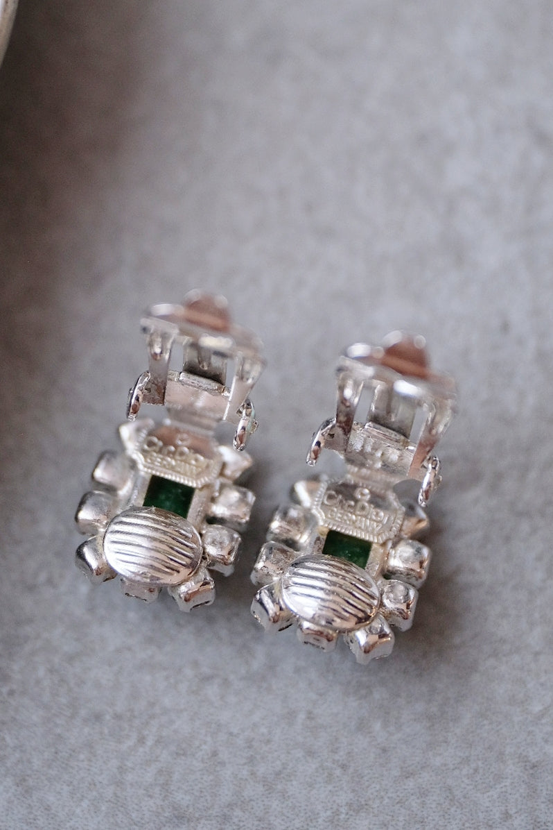 Christian Dior Imitation Emerald crystal Vintage Earclips