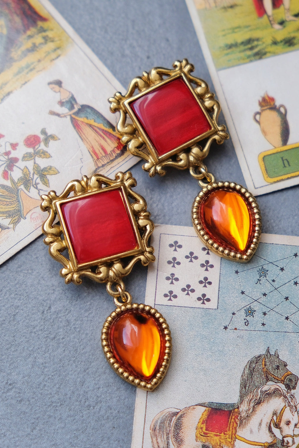 Yves Saint Laurent YSL vintage baroque dangle Earclips