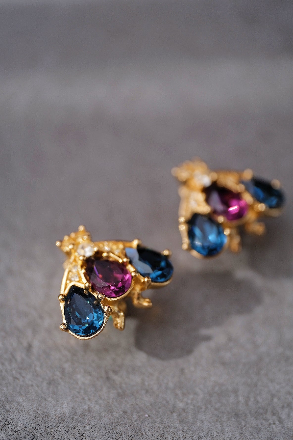 Christian Dior Bookpiece Bumble Bee Crystal Stud Earrings Vintage Earclips