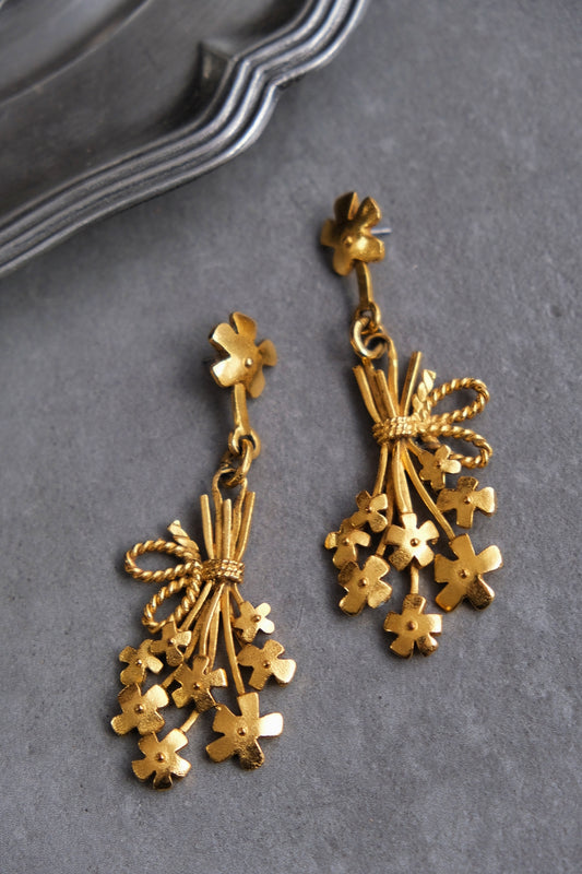 Ines de la Fressange flower bucket Statement Vintage Earrings