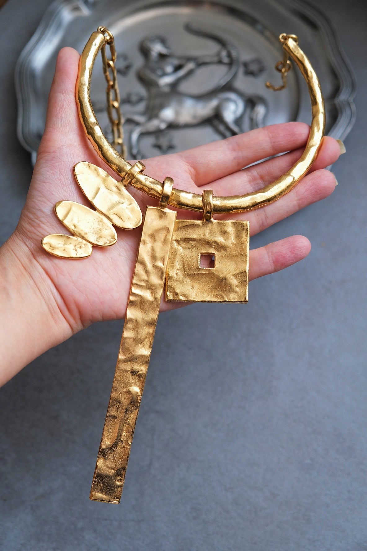 BICHE DE BERE massive chocker/necklaces set vintage necklace with three pendants
