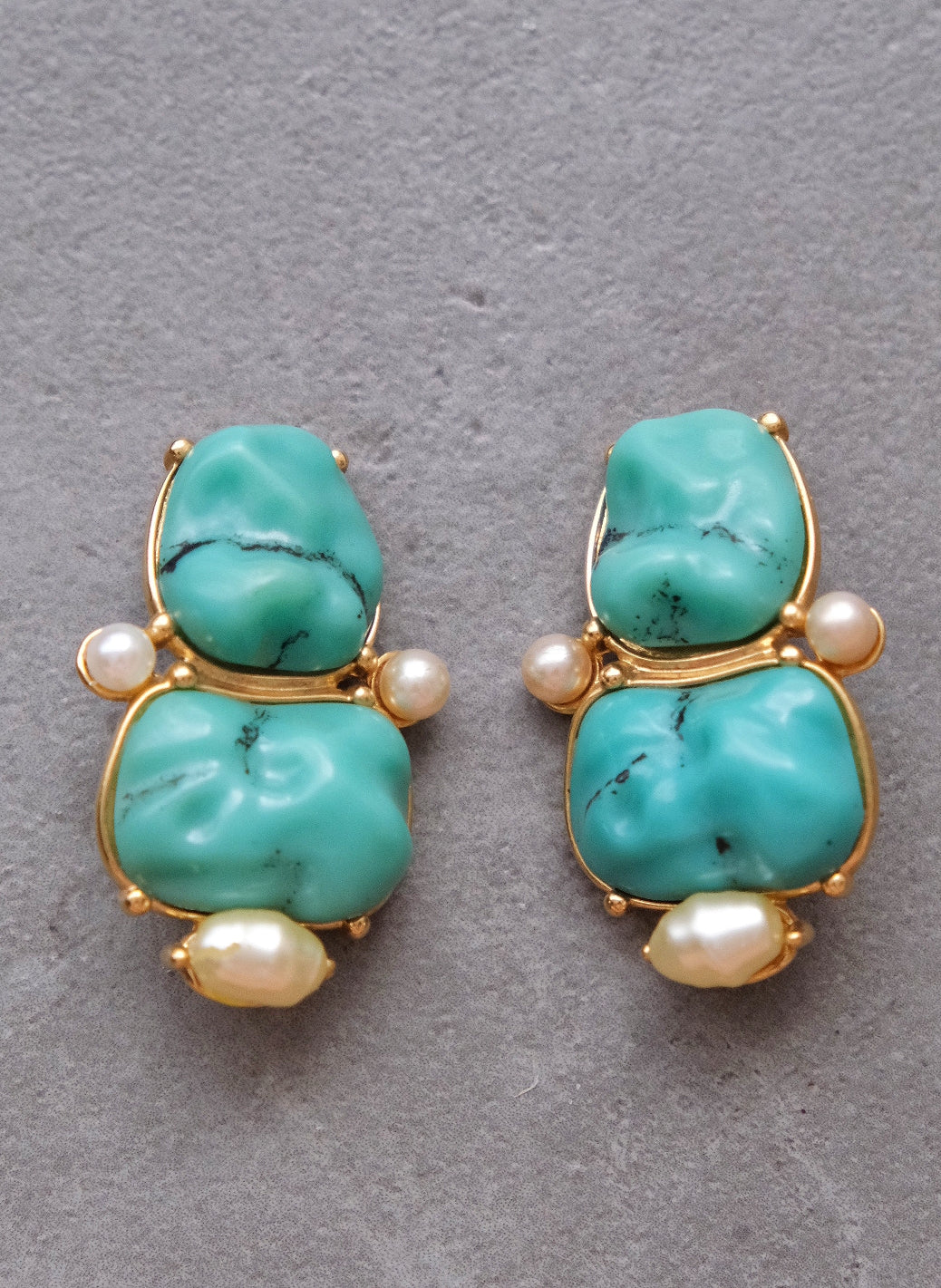 Yves Saint Laurent Bookpiece Turqoise Cabochon Earclips