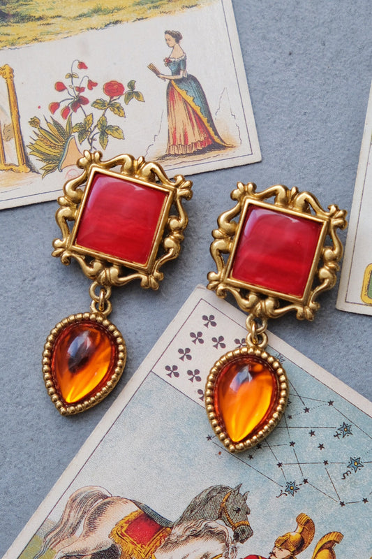 Yves Saint Laurent YSL vintage baroque dangle Earclips