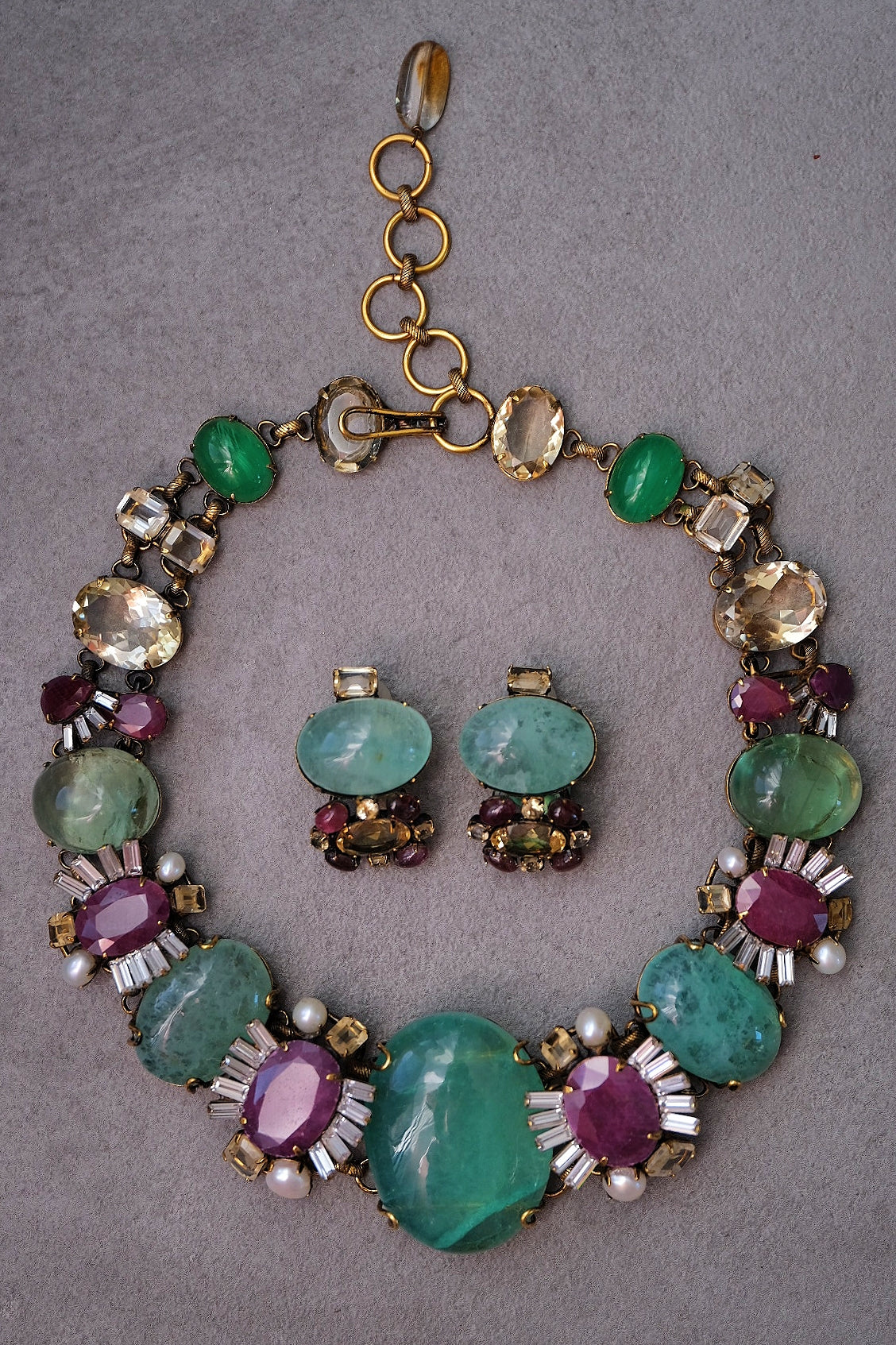 Iradj Moini Magic Aquamarine Necklace and Earclips Jewelry Set