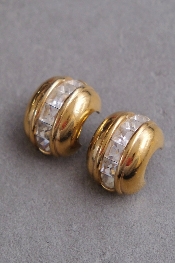 Givenchy Crystal Ear Clips French Vintage Earrings